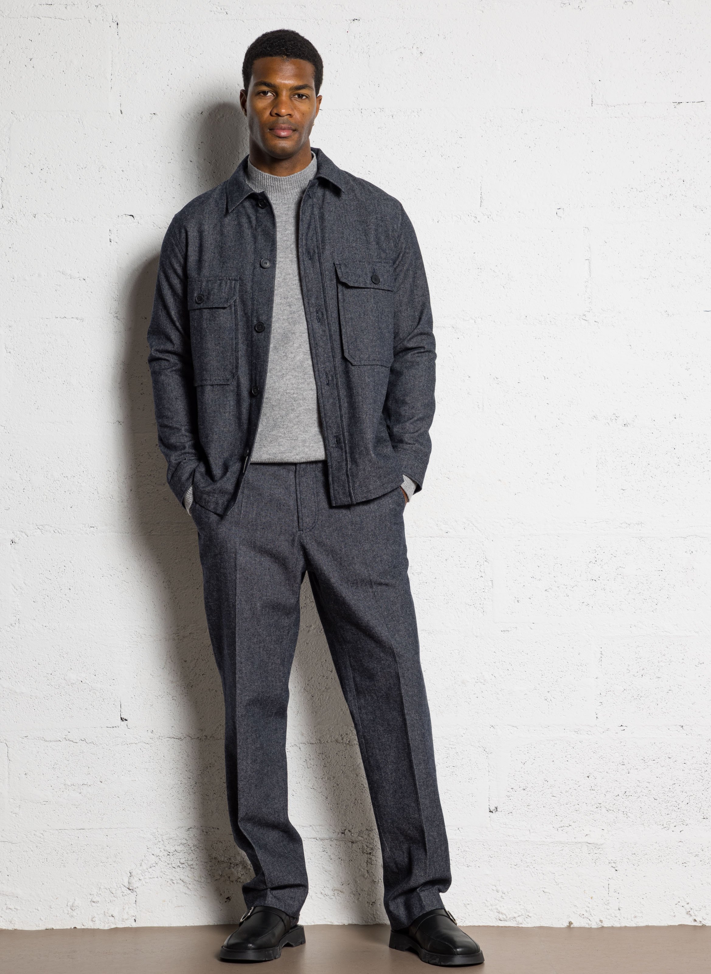 Jean droit en maille IKKS Bleu