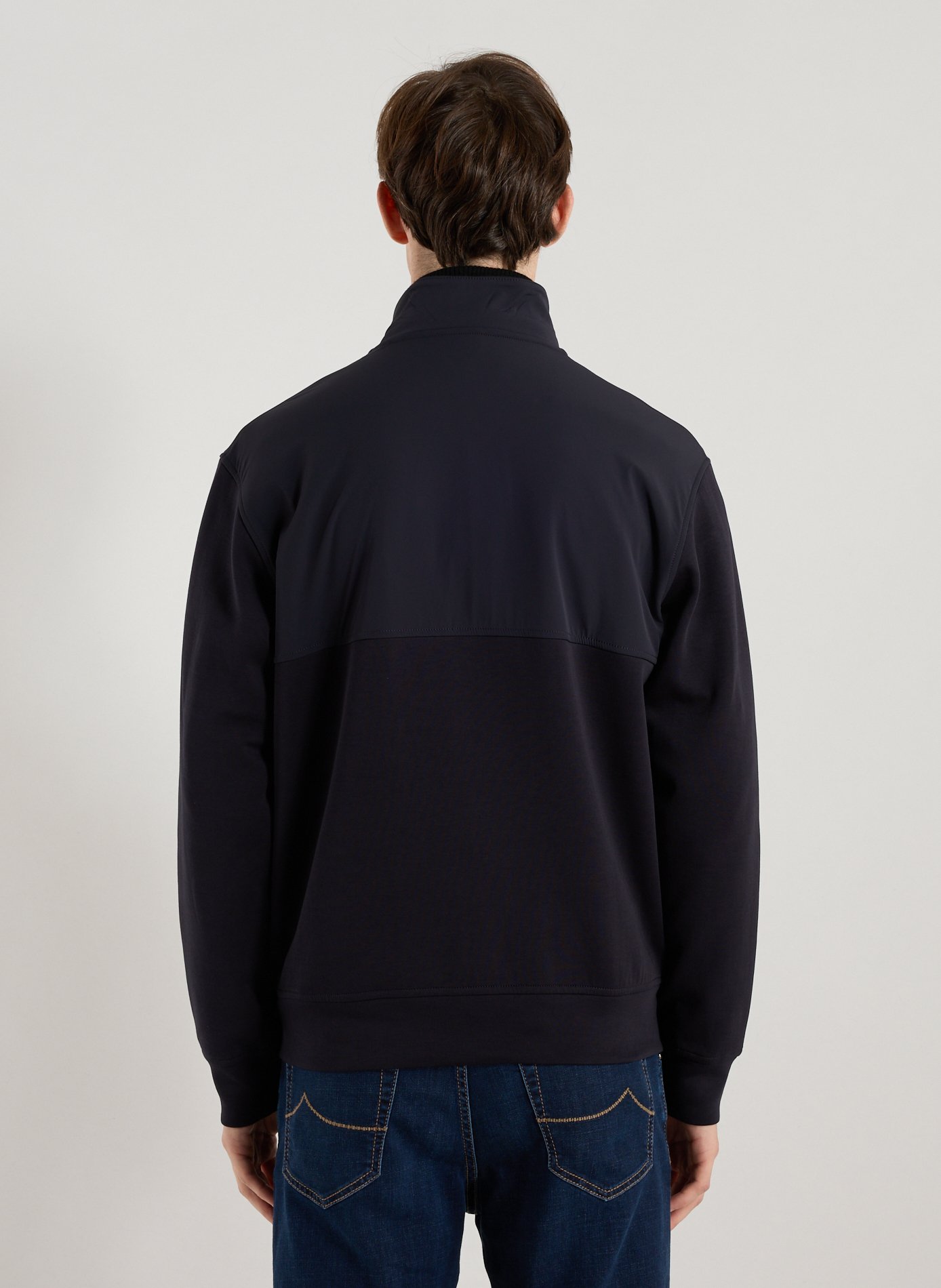 Sweatshirt droit bi matière en coton mélangé ARMANI EXCHANGE Bleu