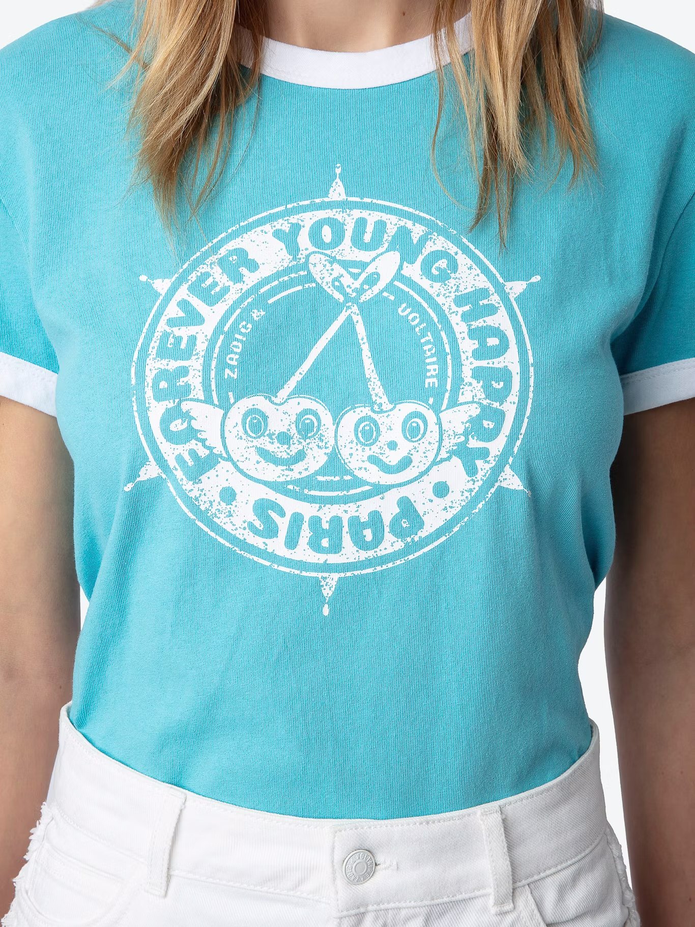 Tee-shirt col rond blason en coton bio walk ZADIG&VOLTAIRE Bleu