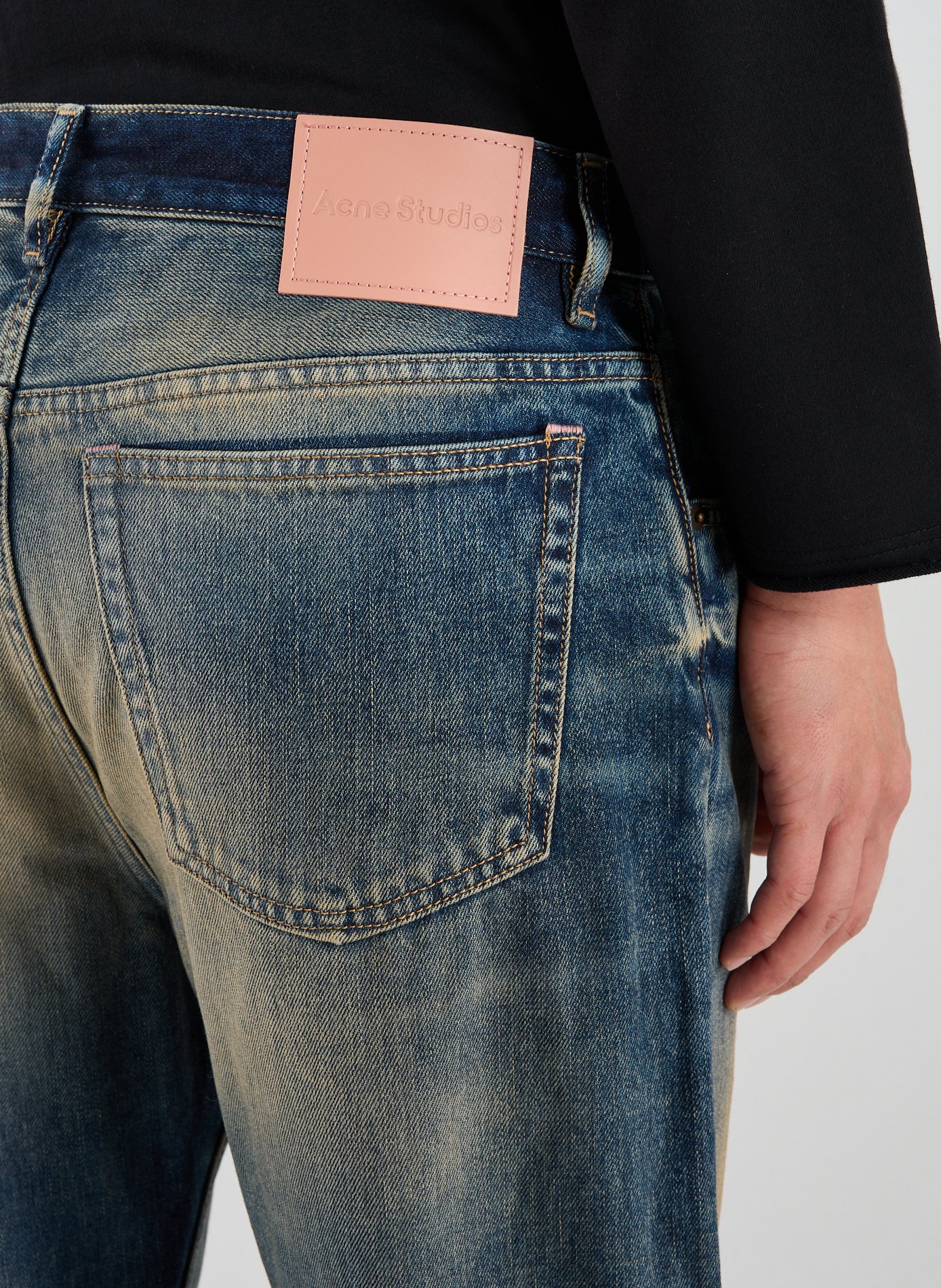 Jean droit délavé en coton ACNE STUDIOS Bleu
