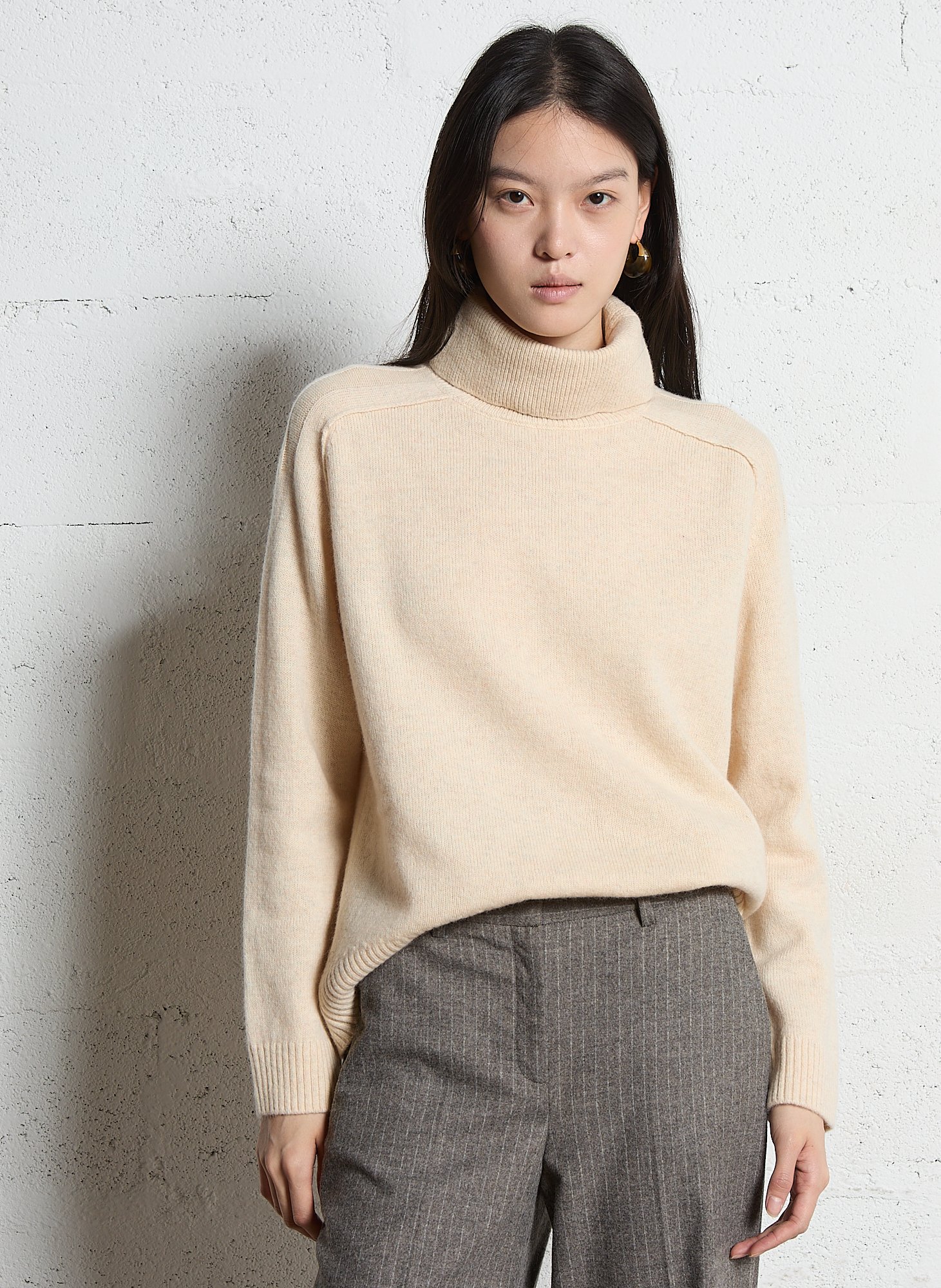 Pull col roulé en laine celestin MAISON 123 Beige