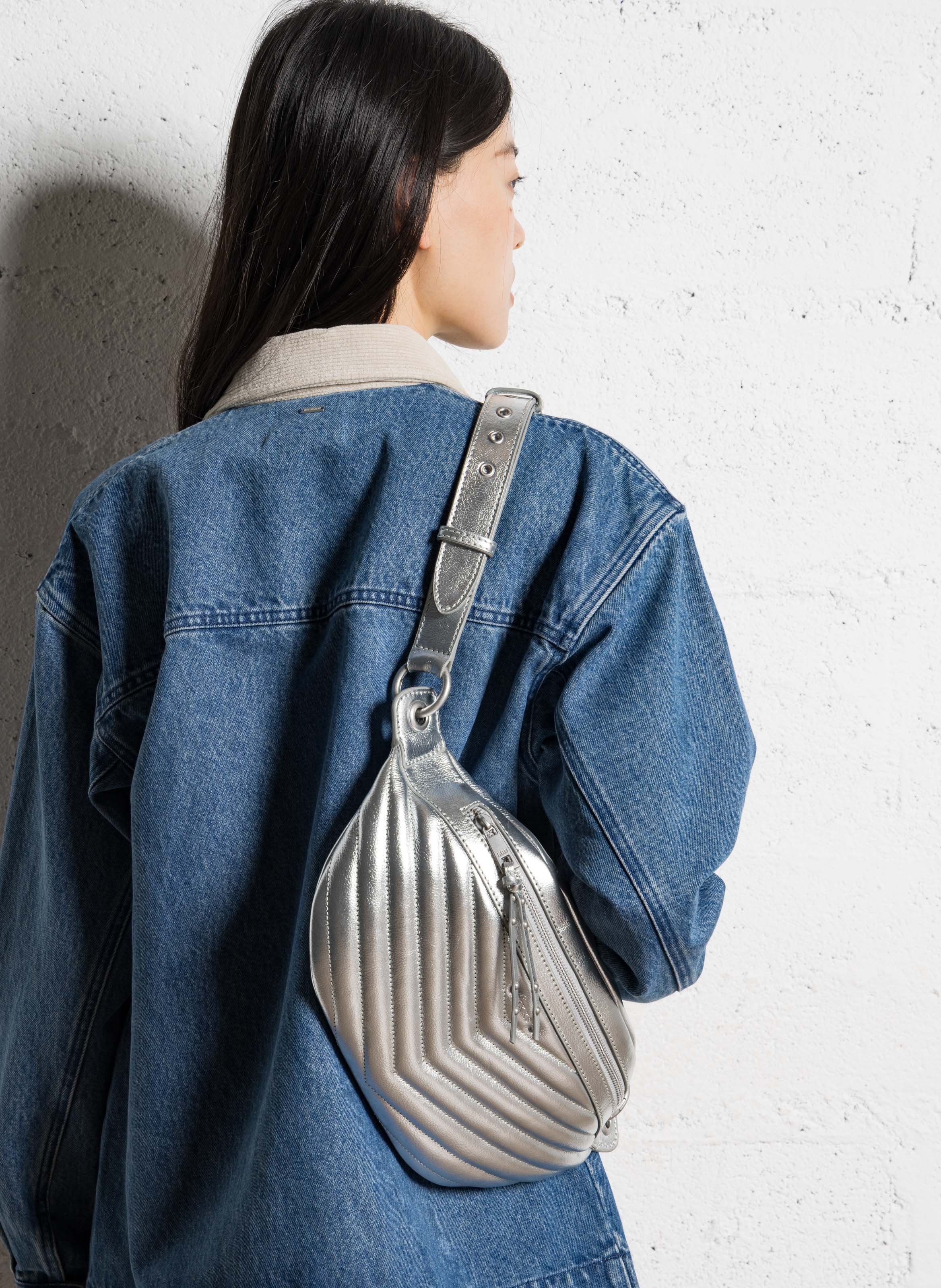 Sac banane en cuir 1440 IKKS Argent