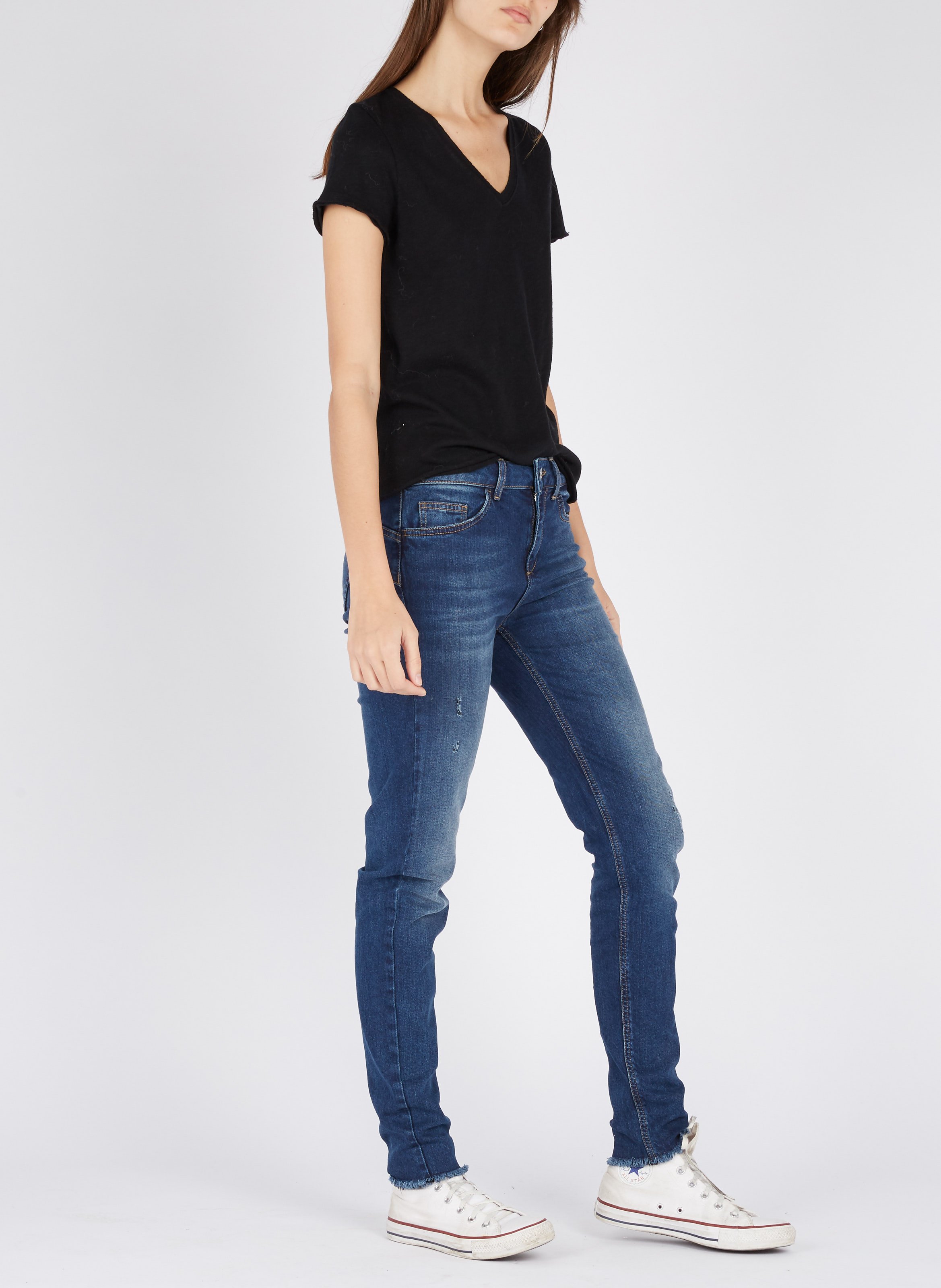 Tee-shirt col v en coton sonoma AMERICAN VINTAGE Noir