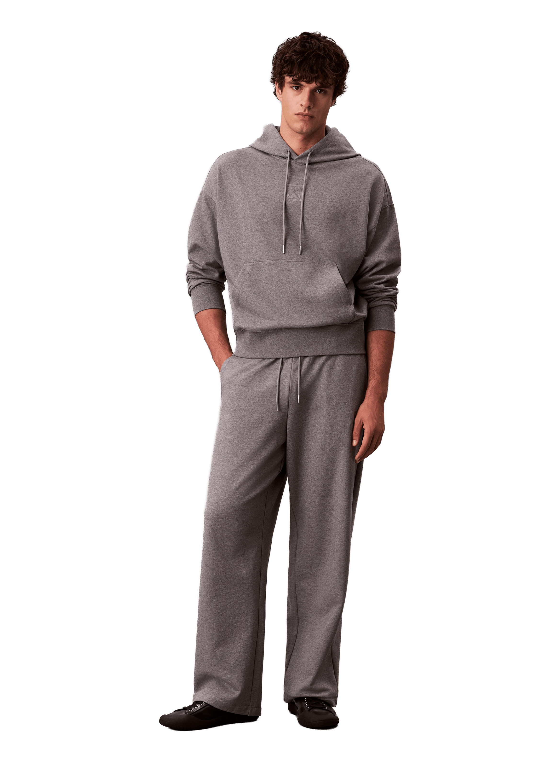 Cotton fleece-blend hoodie CALVIN KLEIN Grey