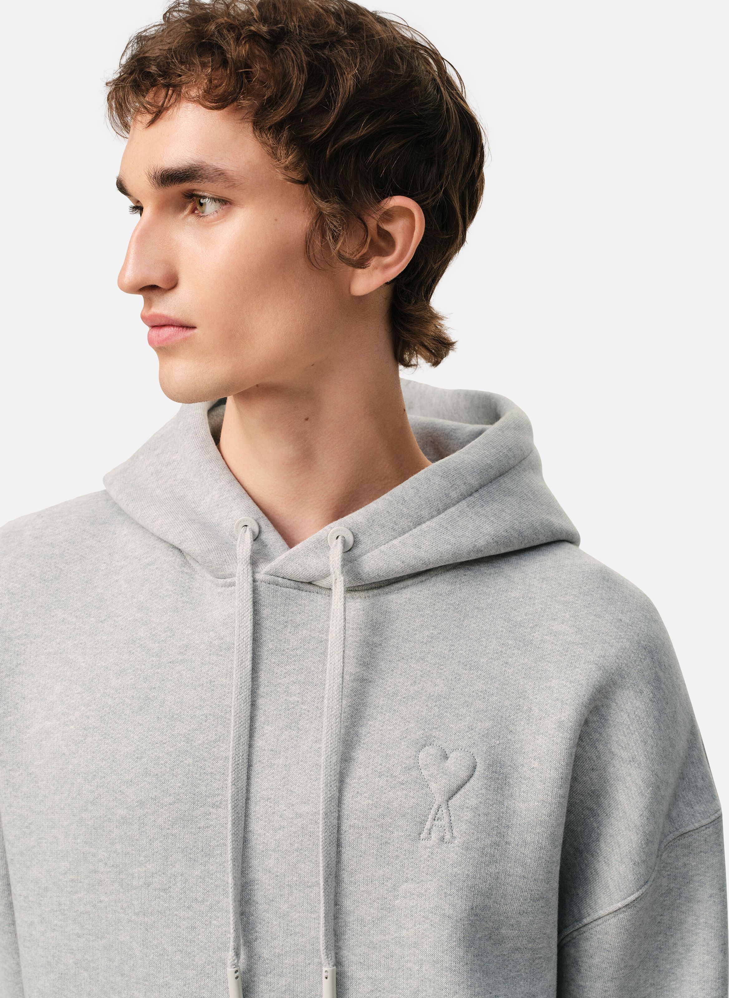 Hoodie ami de coeur embossé unisexe en coton AMI PARIS Gris