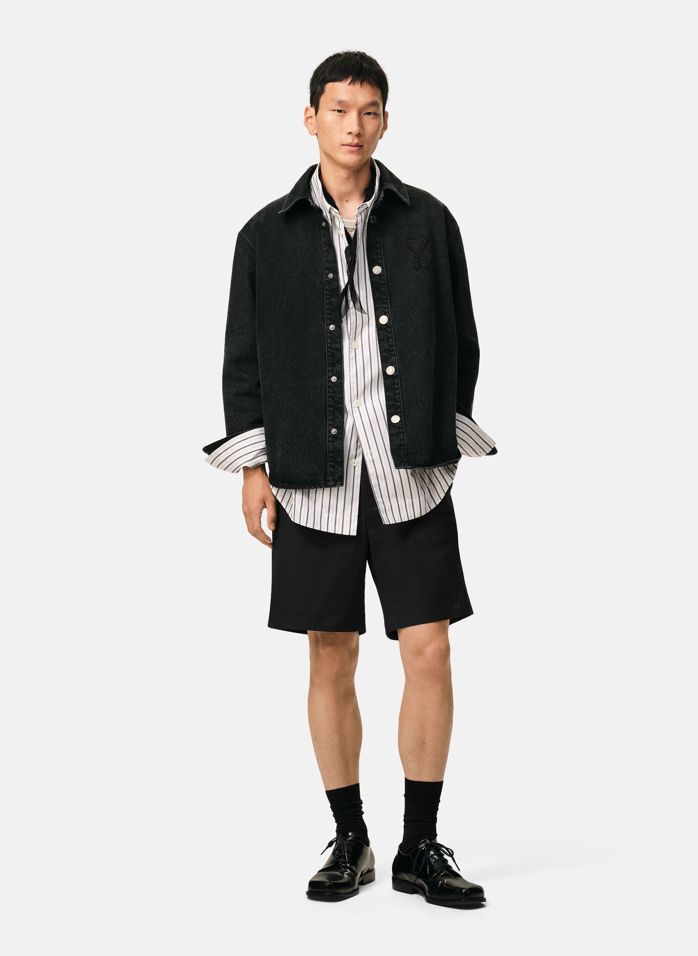 Short taille elastiquée ami de coeur en coton AMI PARIS Noir