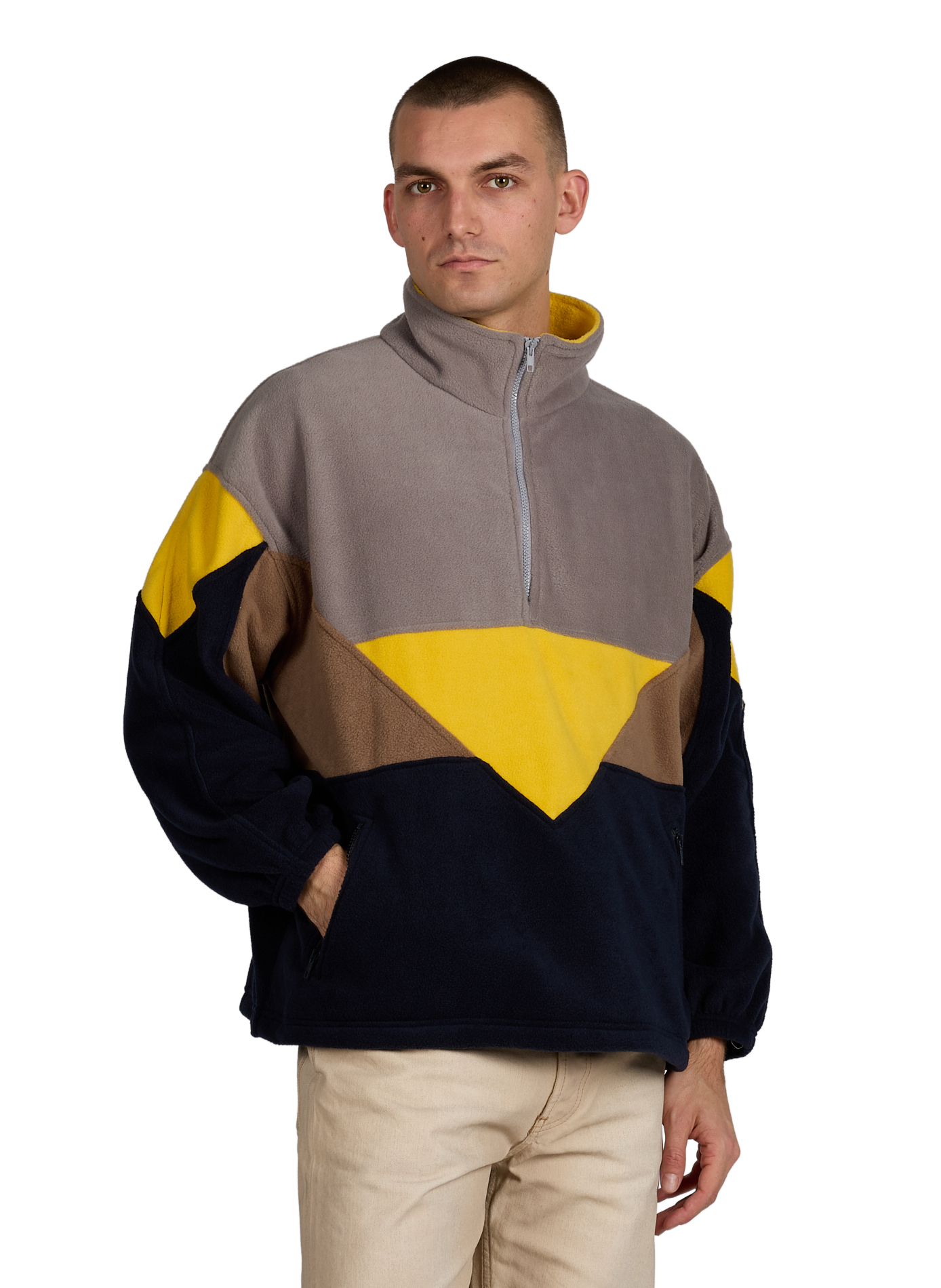 Straight fleece jacket with high collar BENJAMIN BENMOYAL Blue