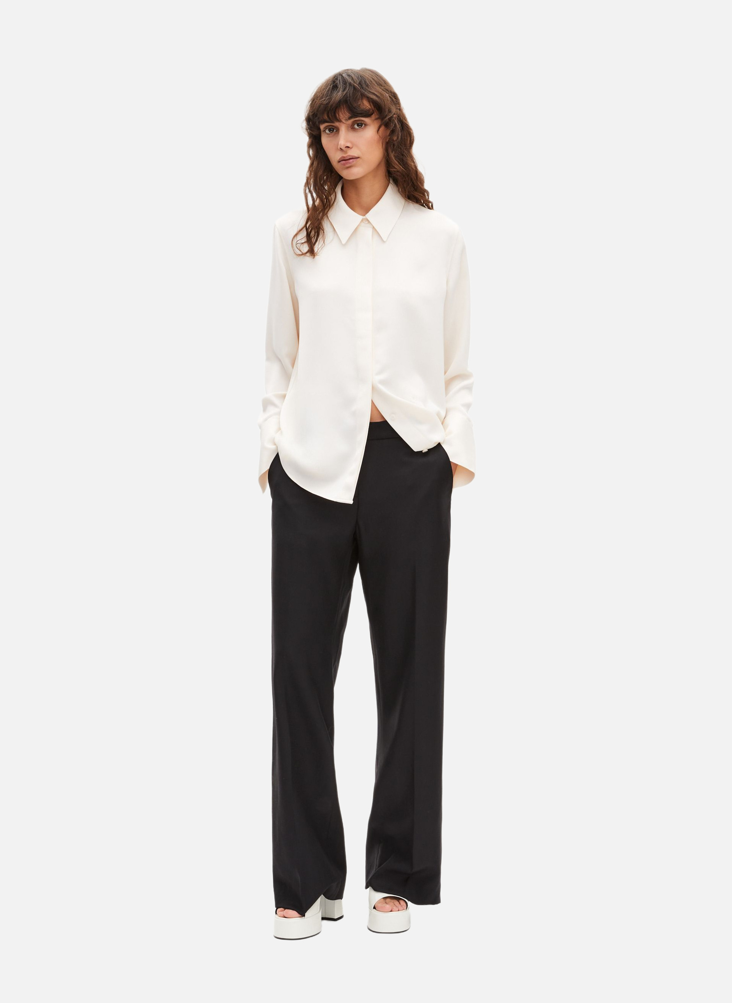 Pantalon large en laine THE KOOPLES Noir