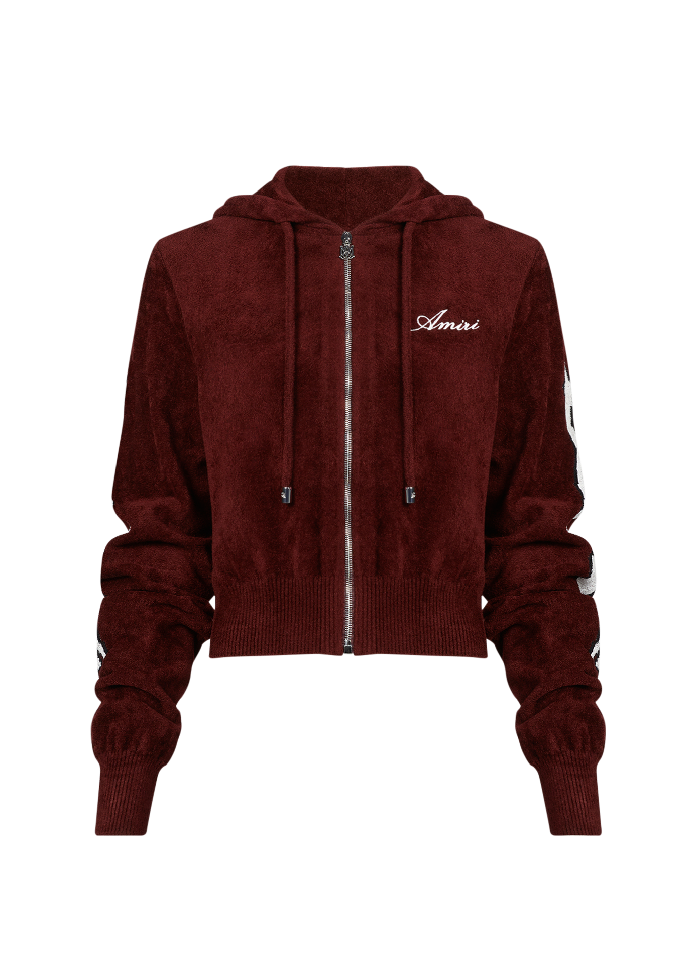 Zippered velvet sweatshirt with logo AMIRI Red