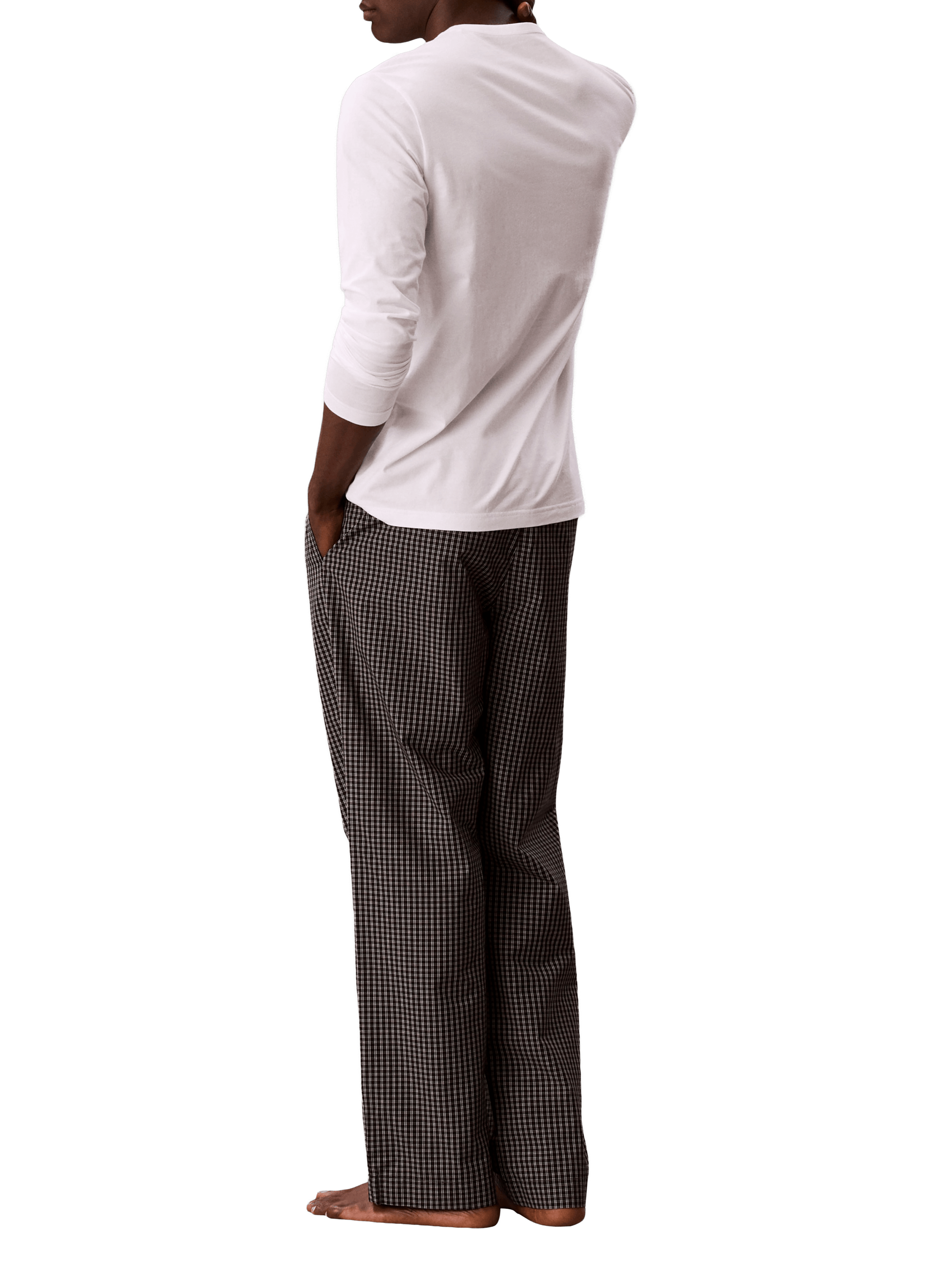 Pyjama long imprimé en coton CALVIN KLEIN Blanc