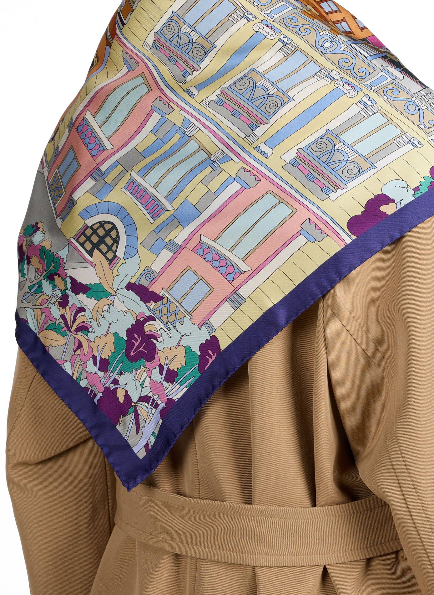 Carré de soie imrpimé AU PRINTEMPS PARIS Multicolore