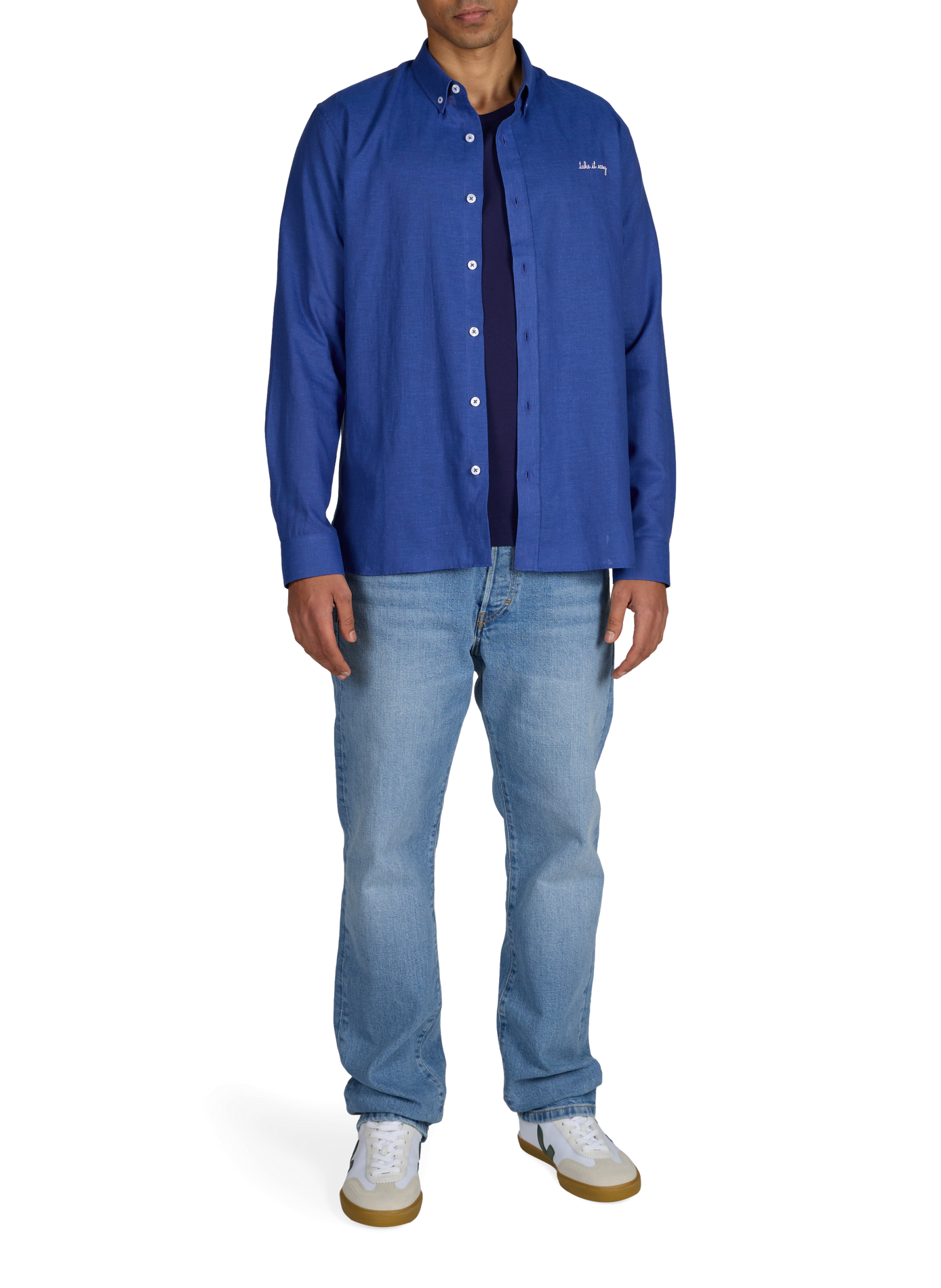Malesherbes cotton and linen shirt MAISON LABICHE Blue