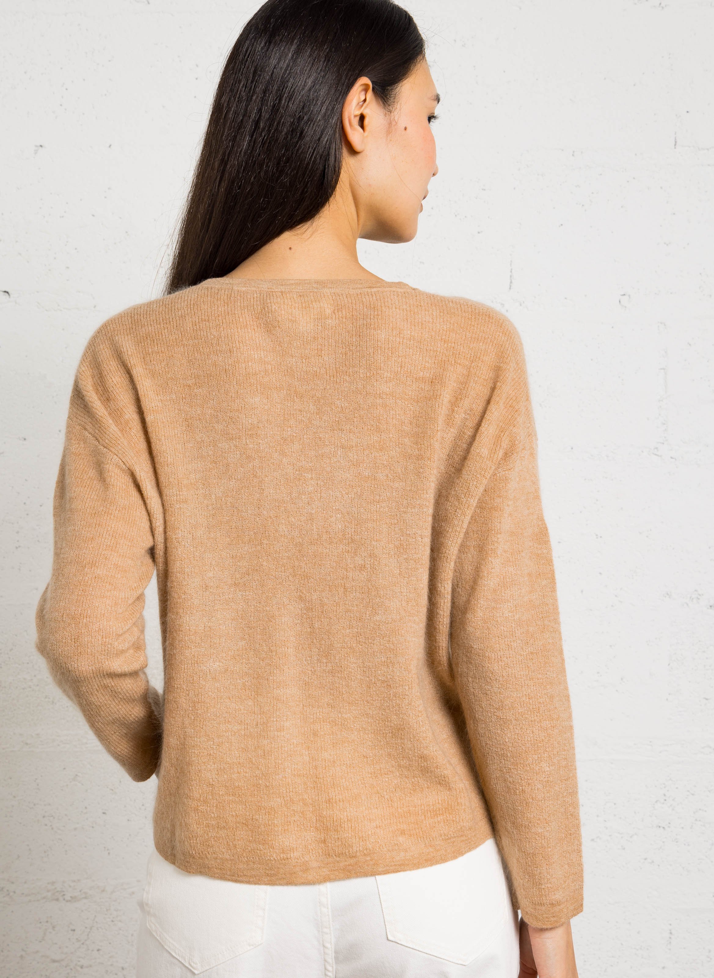 Gilet droit col v en maille paolo MAISON 123 Beige