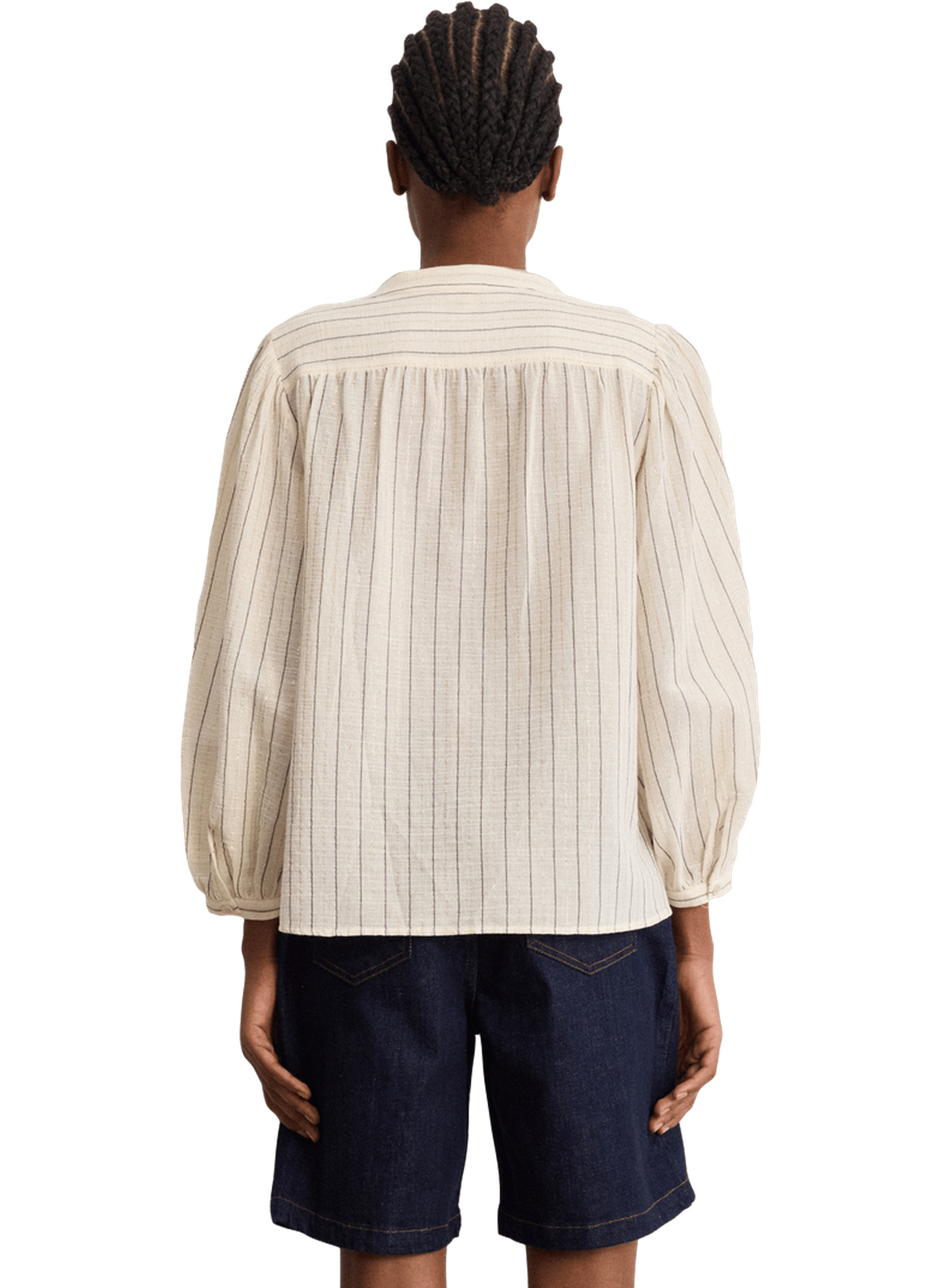 Chemise en coton fin à rayures et lurex - charis PABLO Beige