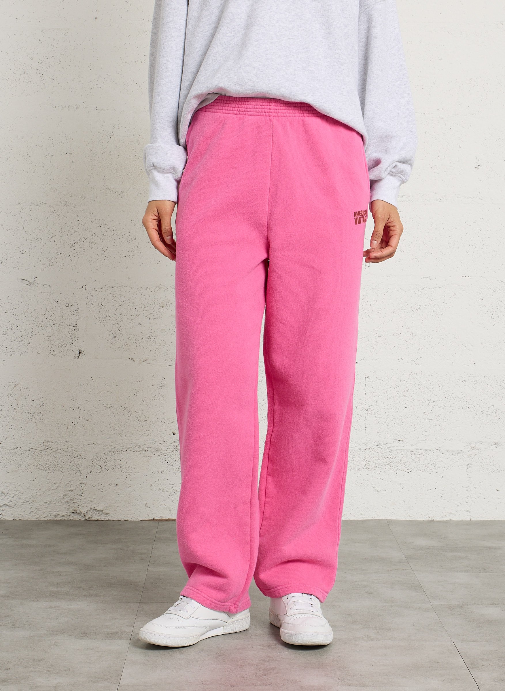 Jogging droit en coton plizzy AMERICAN VINTAGE Rose