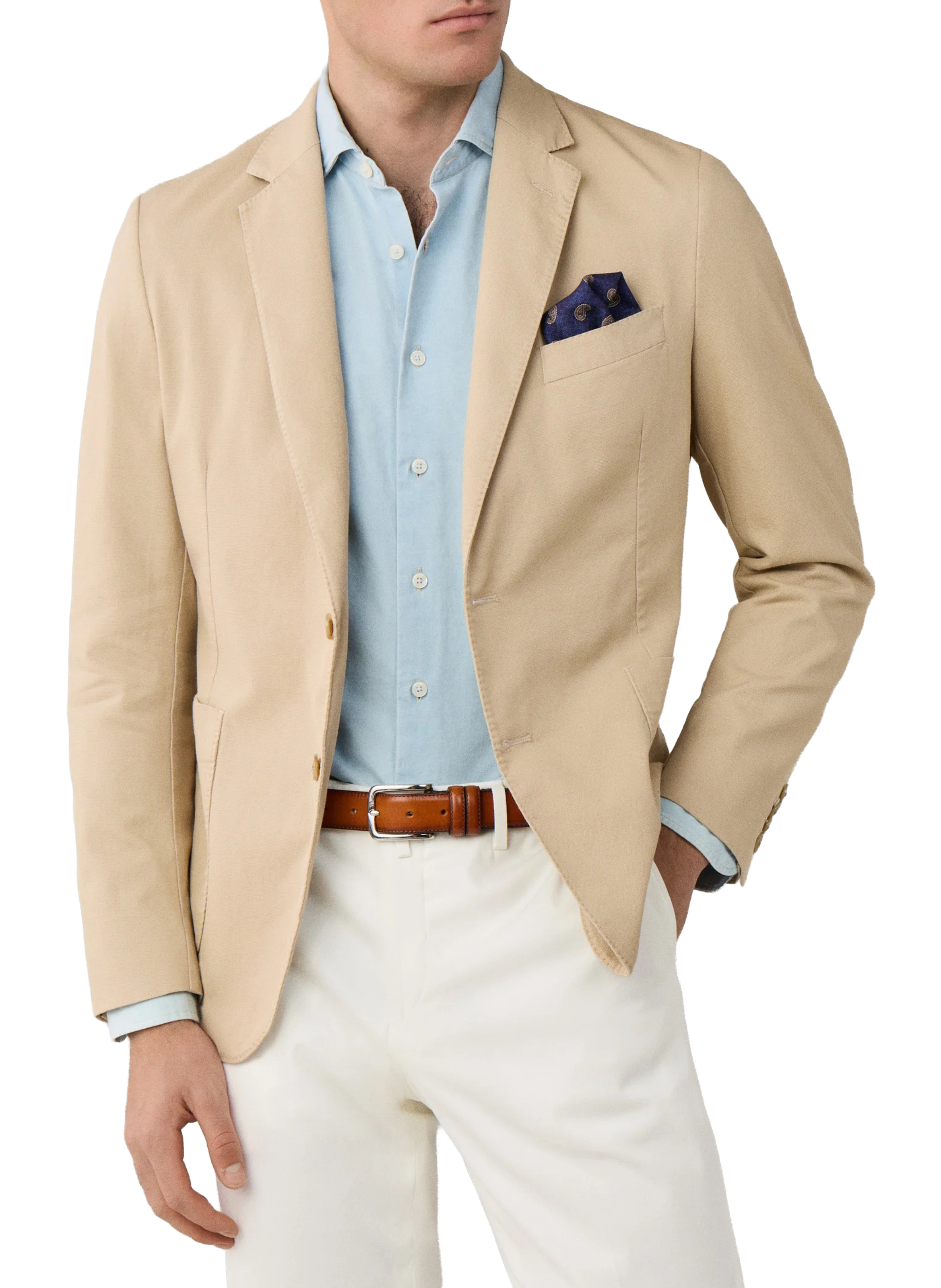 Blended cotton suit jacket HACKETT Beige