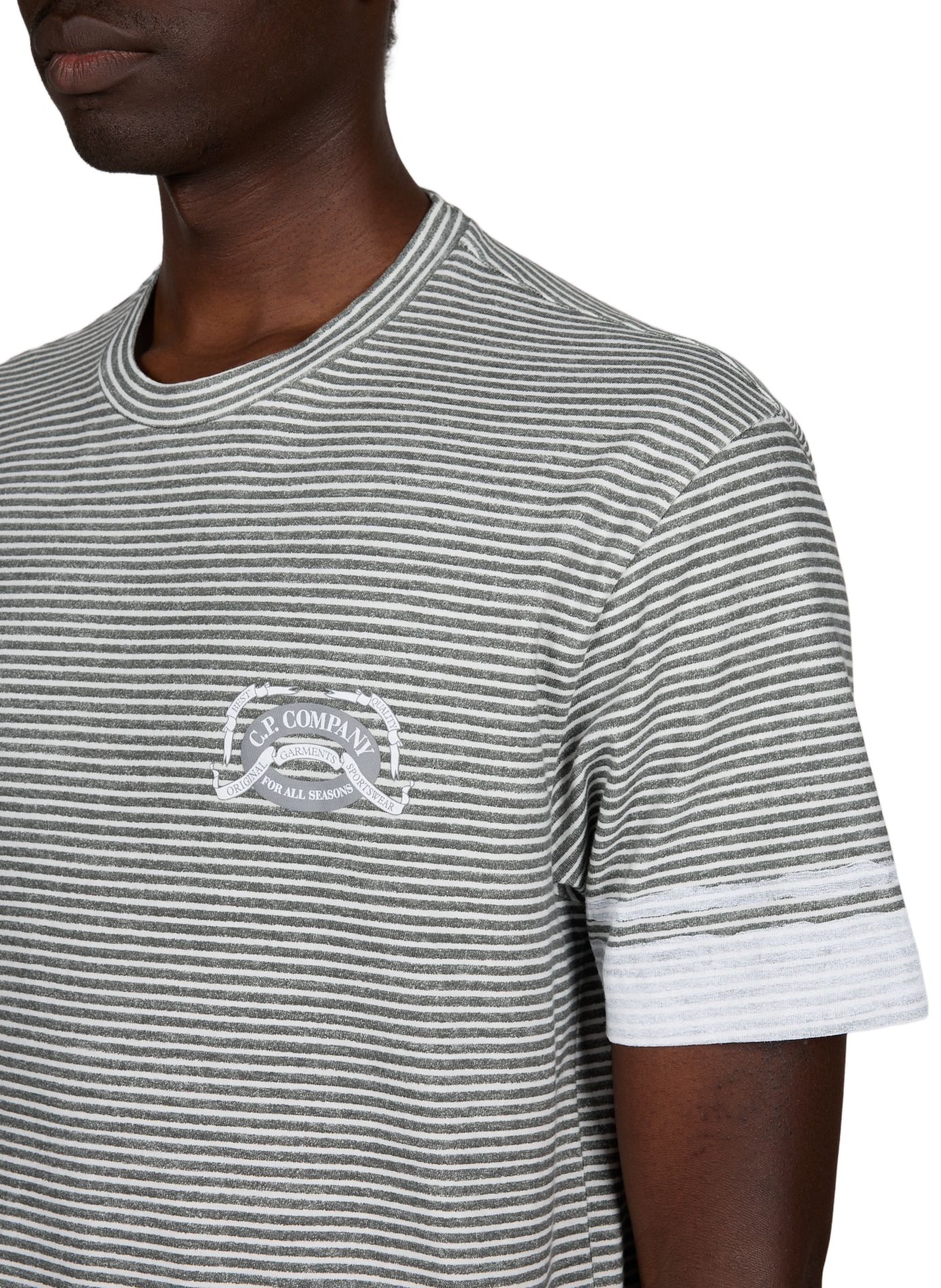 Striped cotton T-shirt CP COMPANY Grey