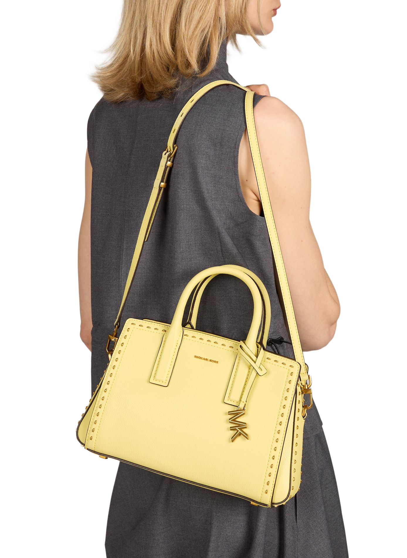 Sac à main Laila S en cuir clouté MICHAEL KORS Jaune