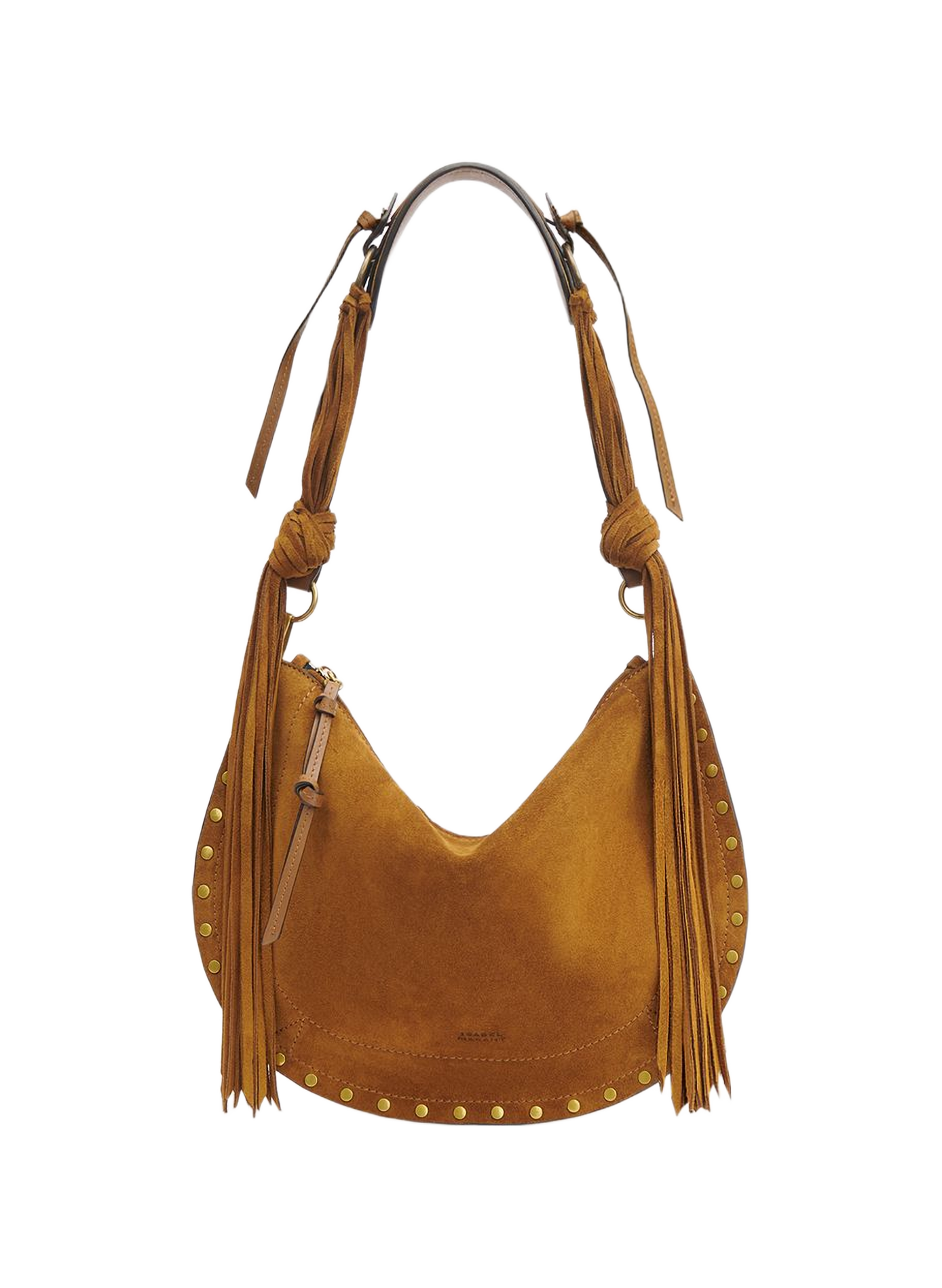 Sac à bandoulière Oskan soft zip en veau velours ISABEL MARANT Marron