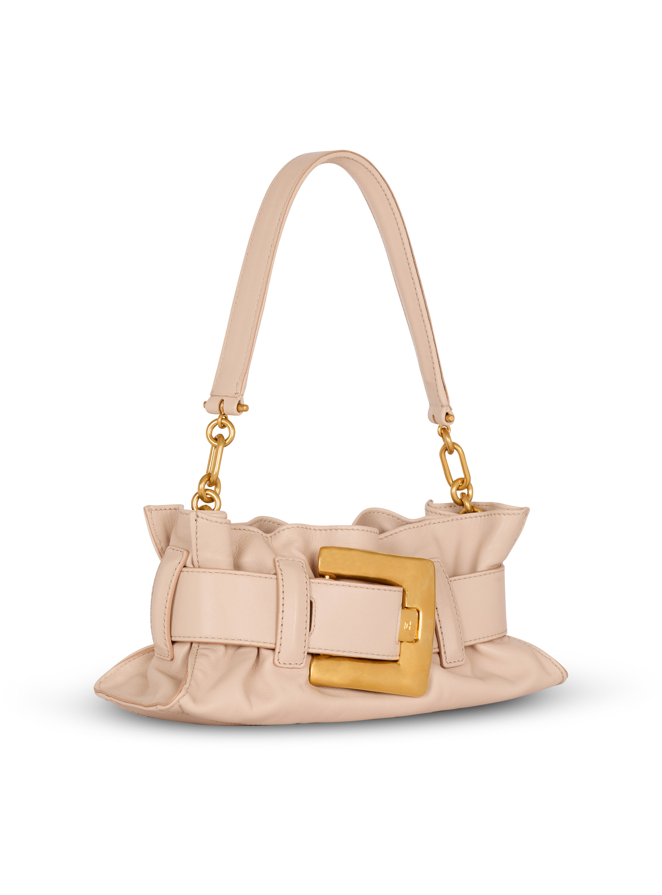 Sac anthem small shoulder en cuir de veau BALMAIN Beige