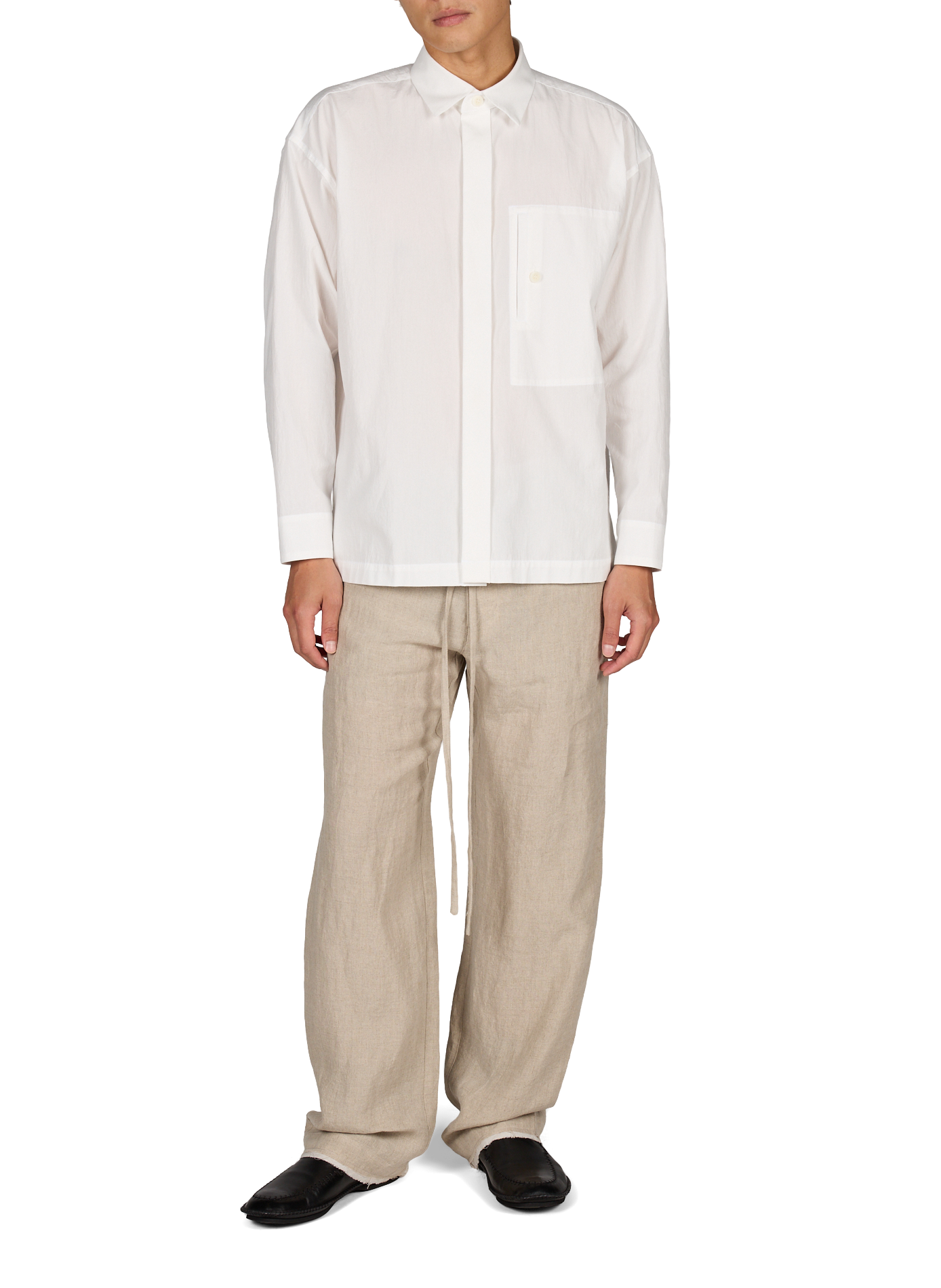 Chemise coupe droite en coton mélangé ISSEY MIYAKE Beige
