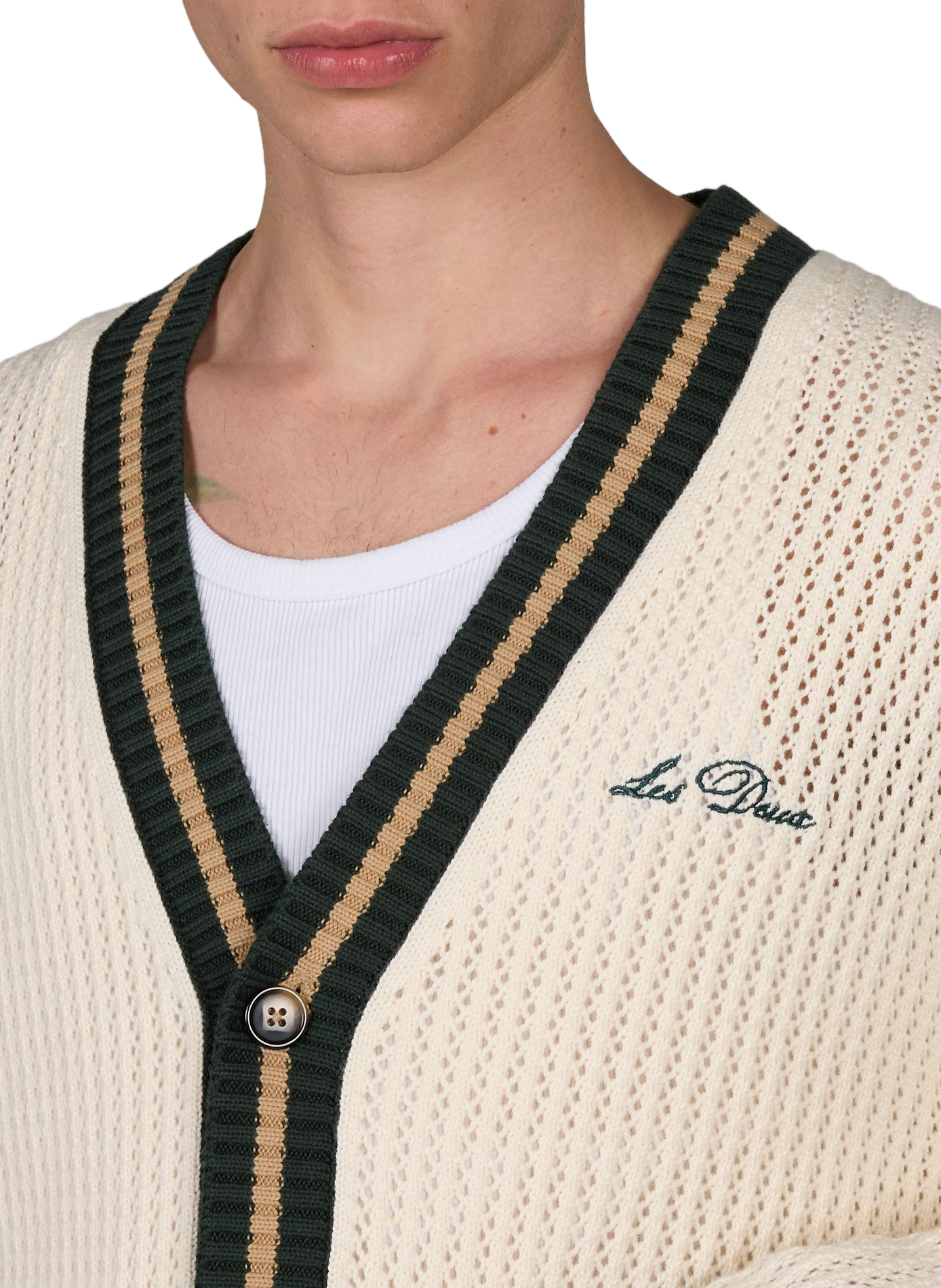 Cardigan en maille tricot de coton LES DEUX Blanc