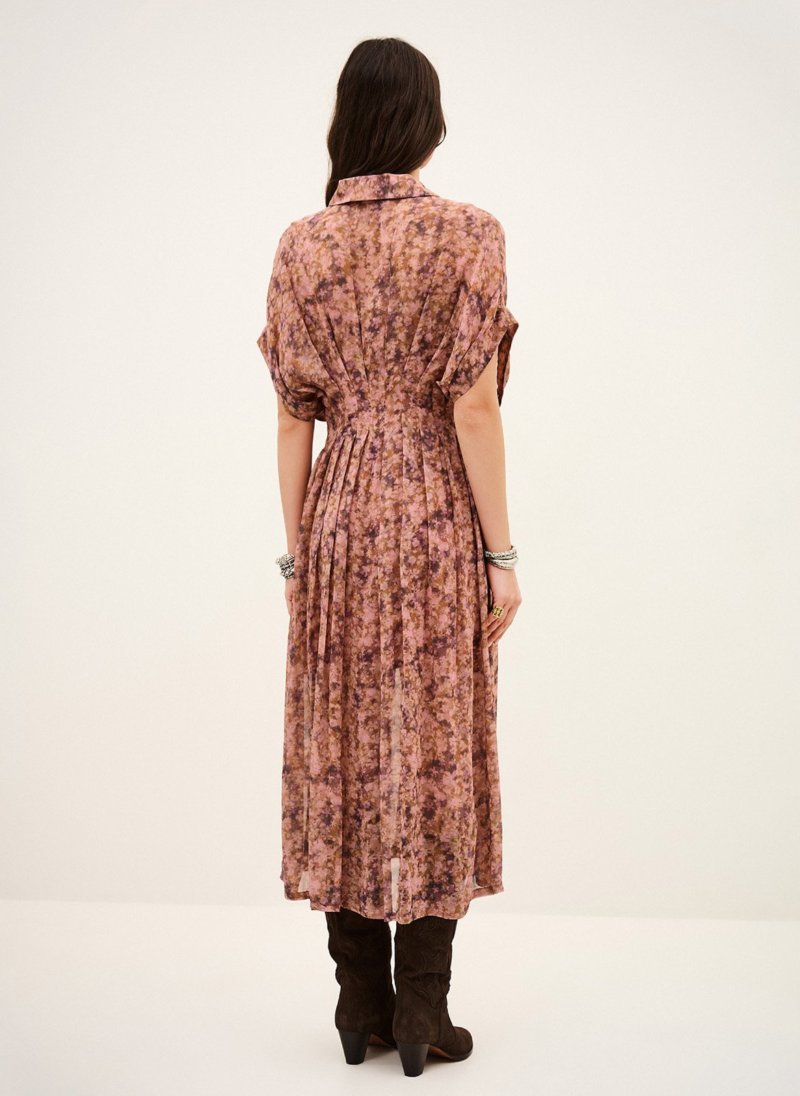 Robe longue ample imprimée adena BA&SH Rose