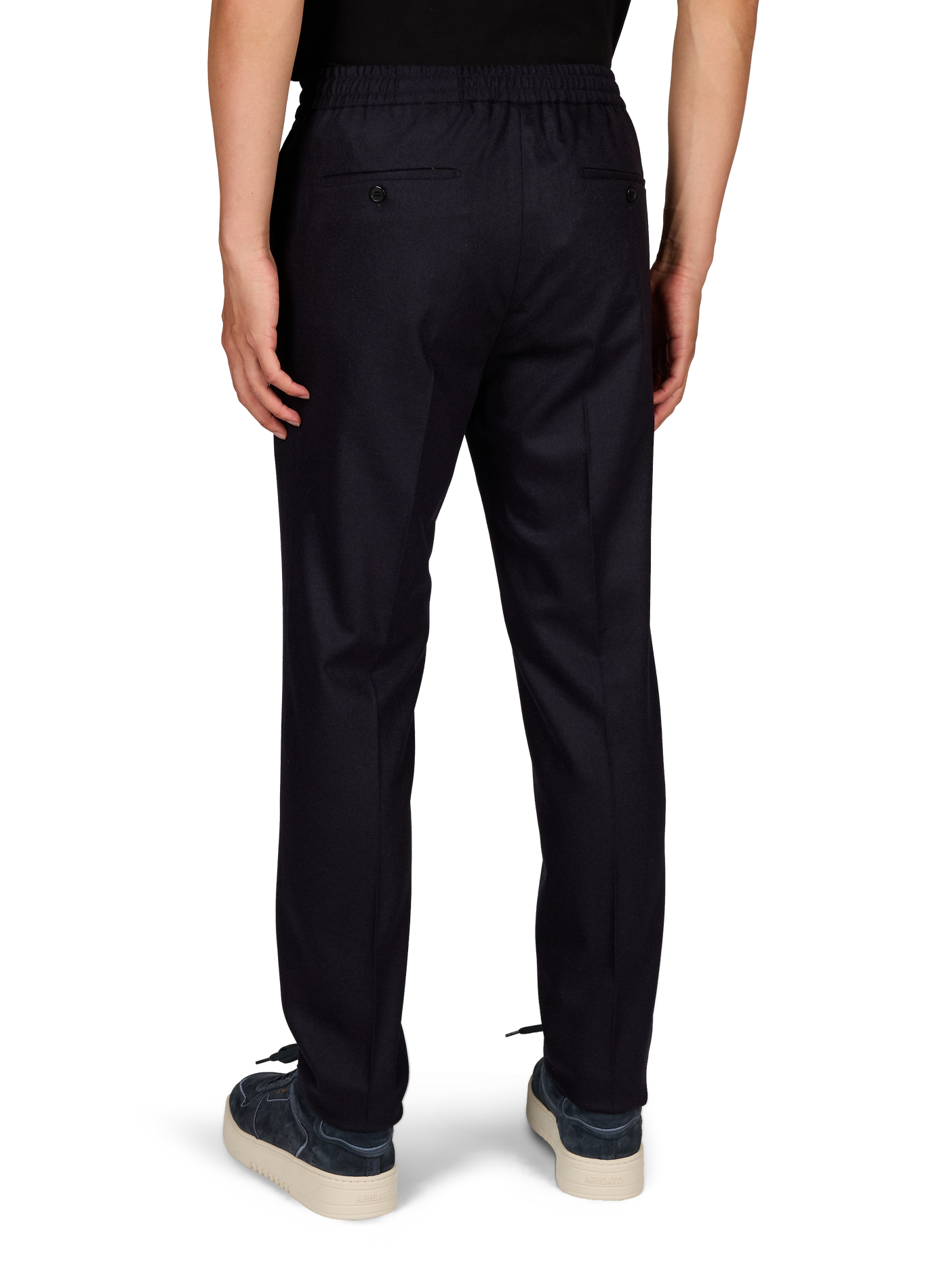 Pantalon slim à taille élastiquée en laine mélangée SLOWEAR Bleu