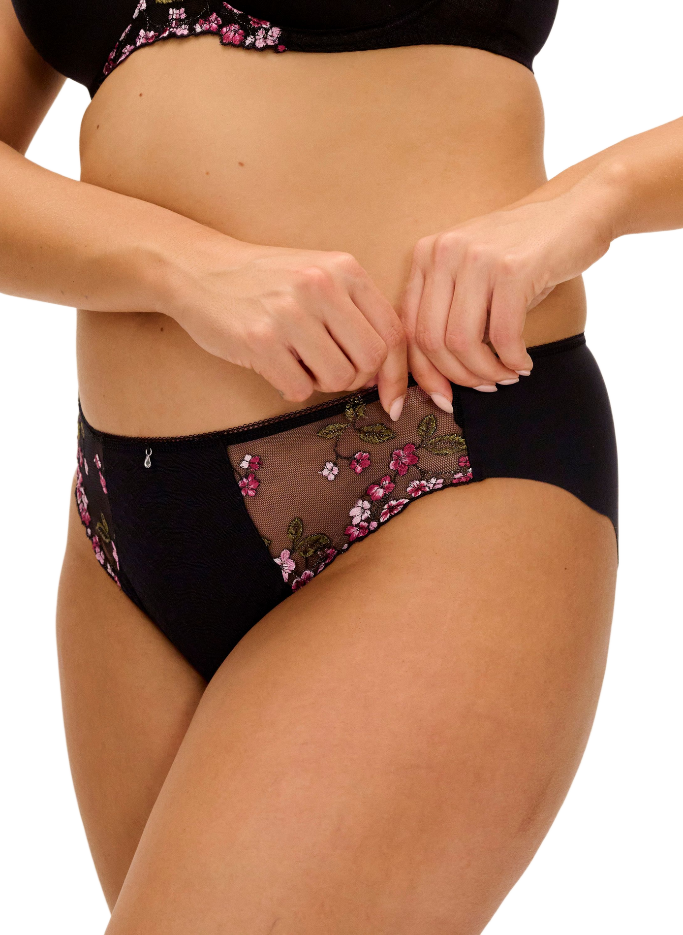 Spitzen-Slip mit Blumenstickerei FREYA Schwarz