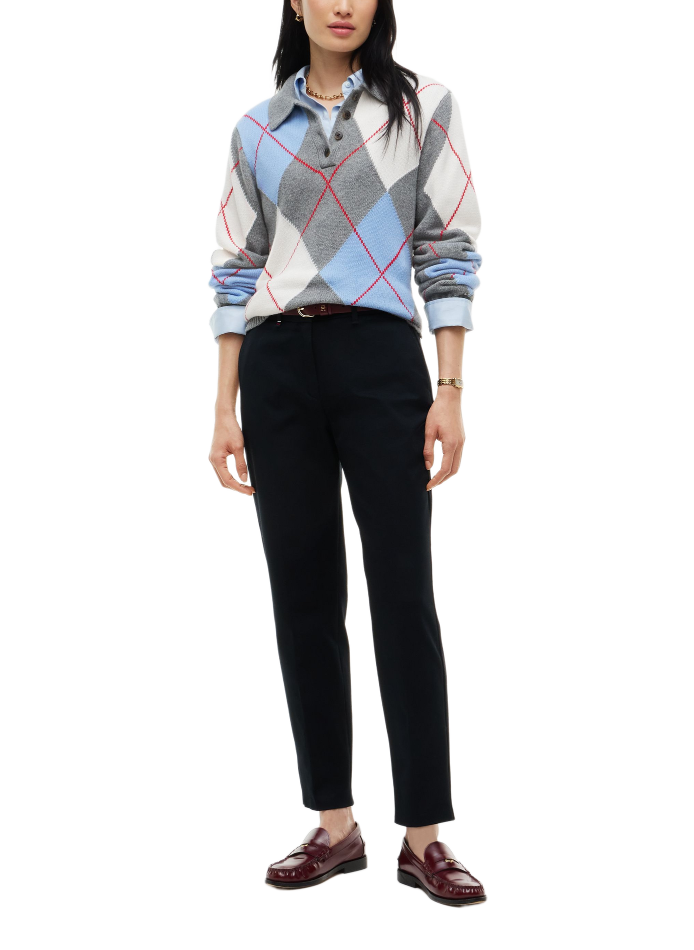 Pantalon droit en coton mélangé TOMMY HILFIGER Noir