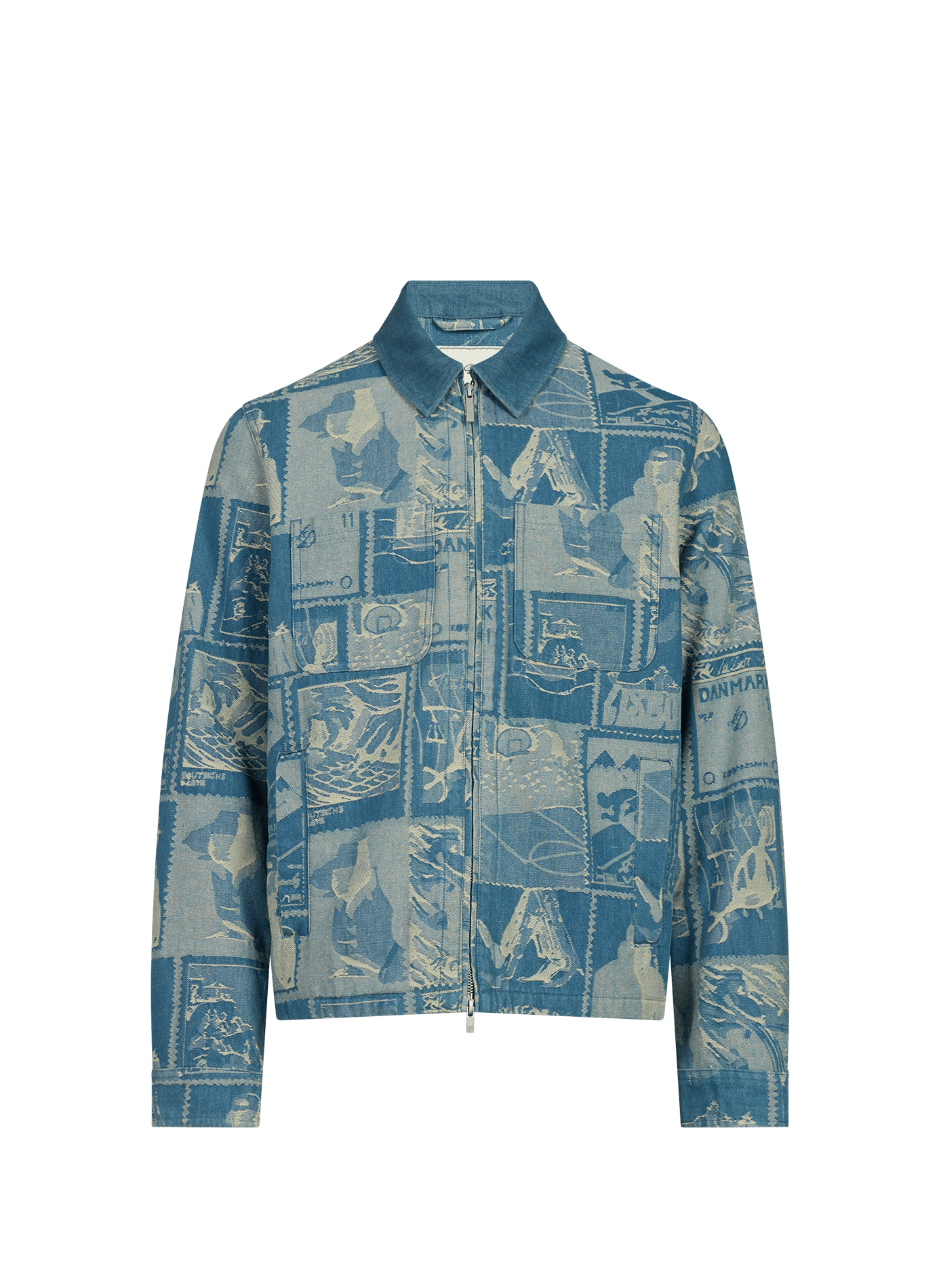Gerade geschnittene Jacke mit Reißverschluss und Muster LES DEUX Blau