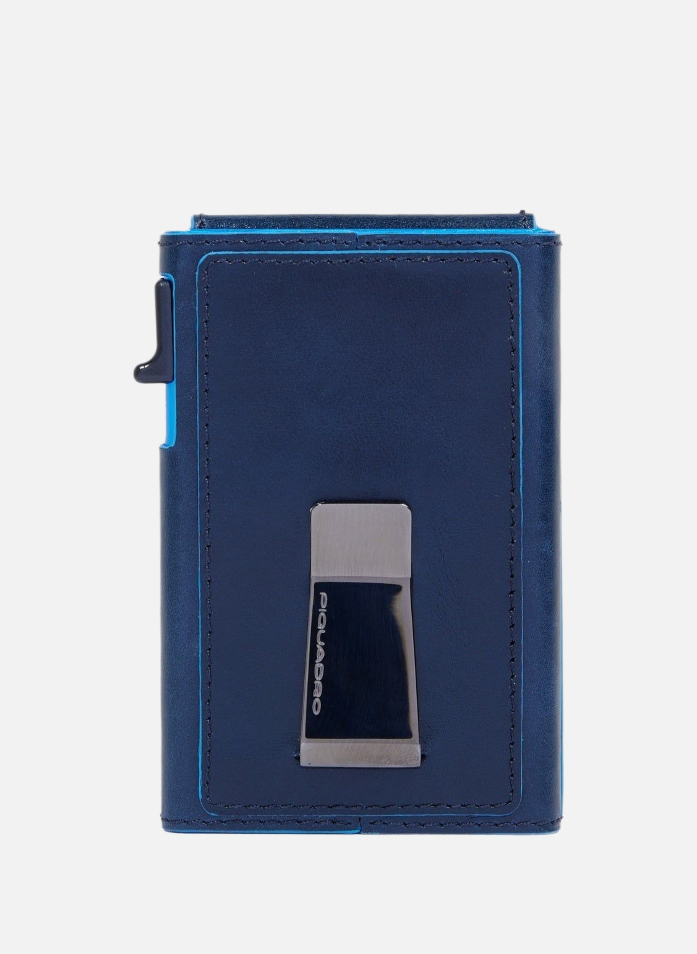 Porte-cartes automatique avec porte-dni rabattable PIQUADRO Bleu