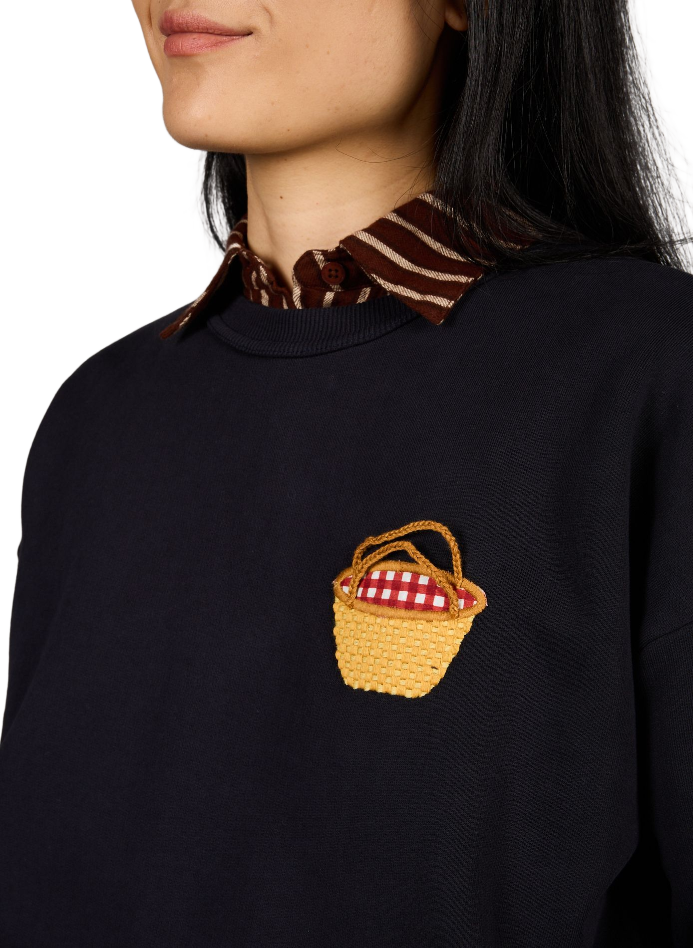 Rundhalsausschnitt-Sweatshirt aus Baumwolle THINKING MU Blau