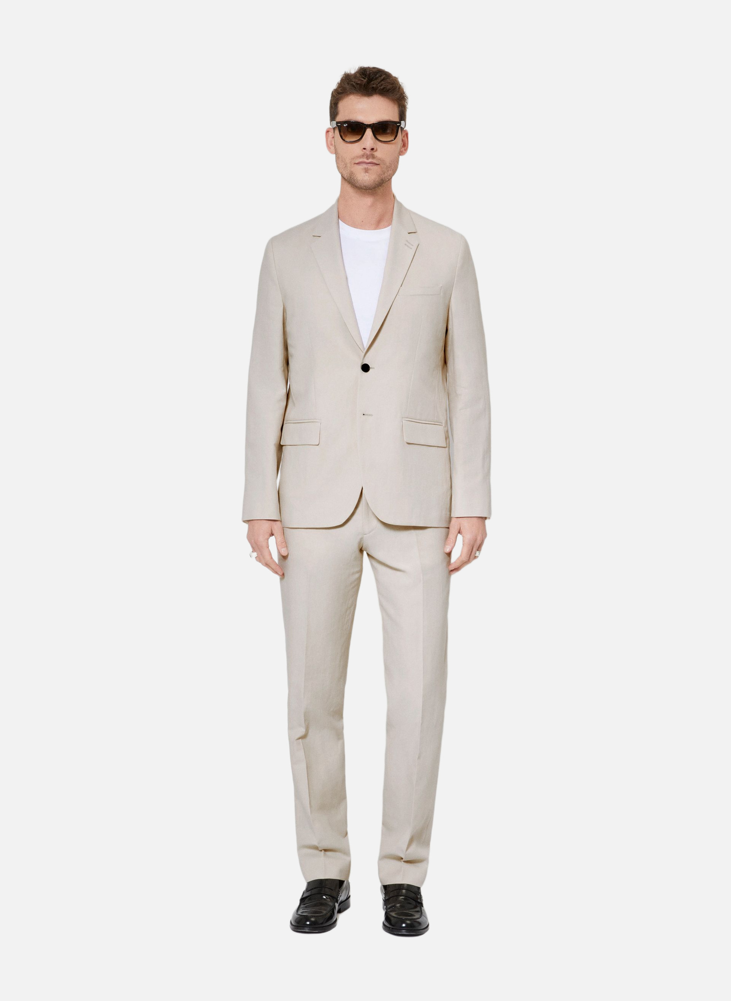 Veste de costume en coton lin THE KOOPLES Beige