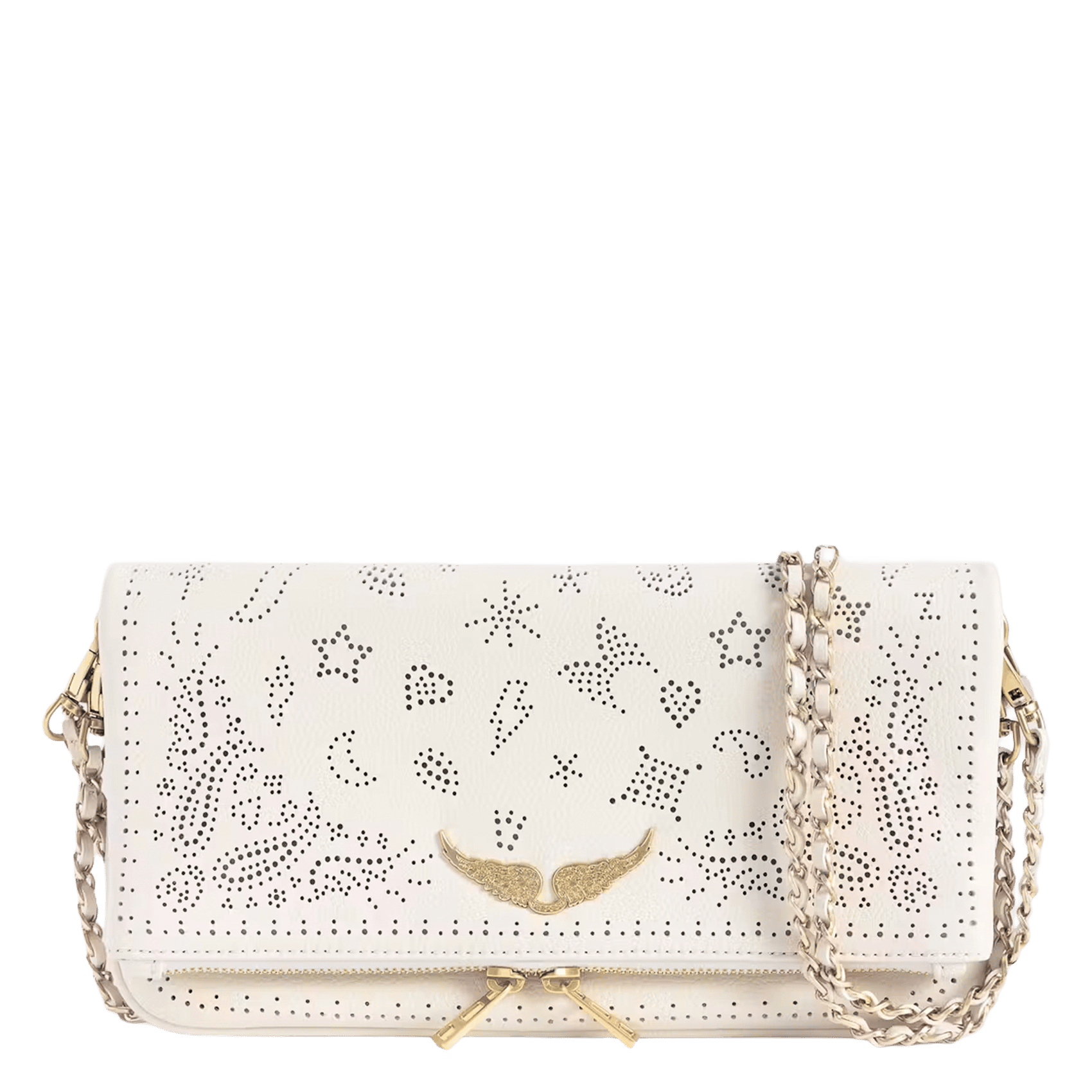 Sac bandoulière à strass en cuir rock ZADIG&VOLTAIRE Blanc
