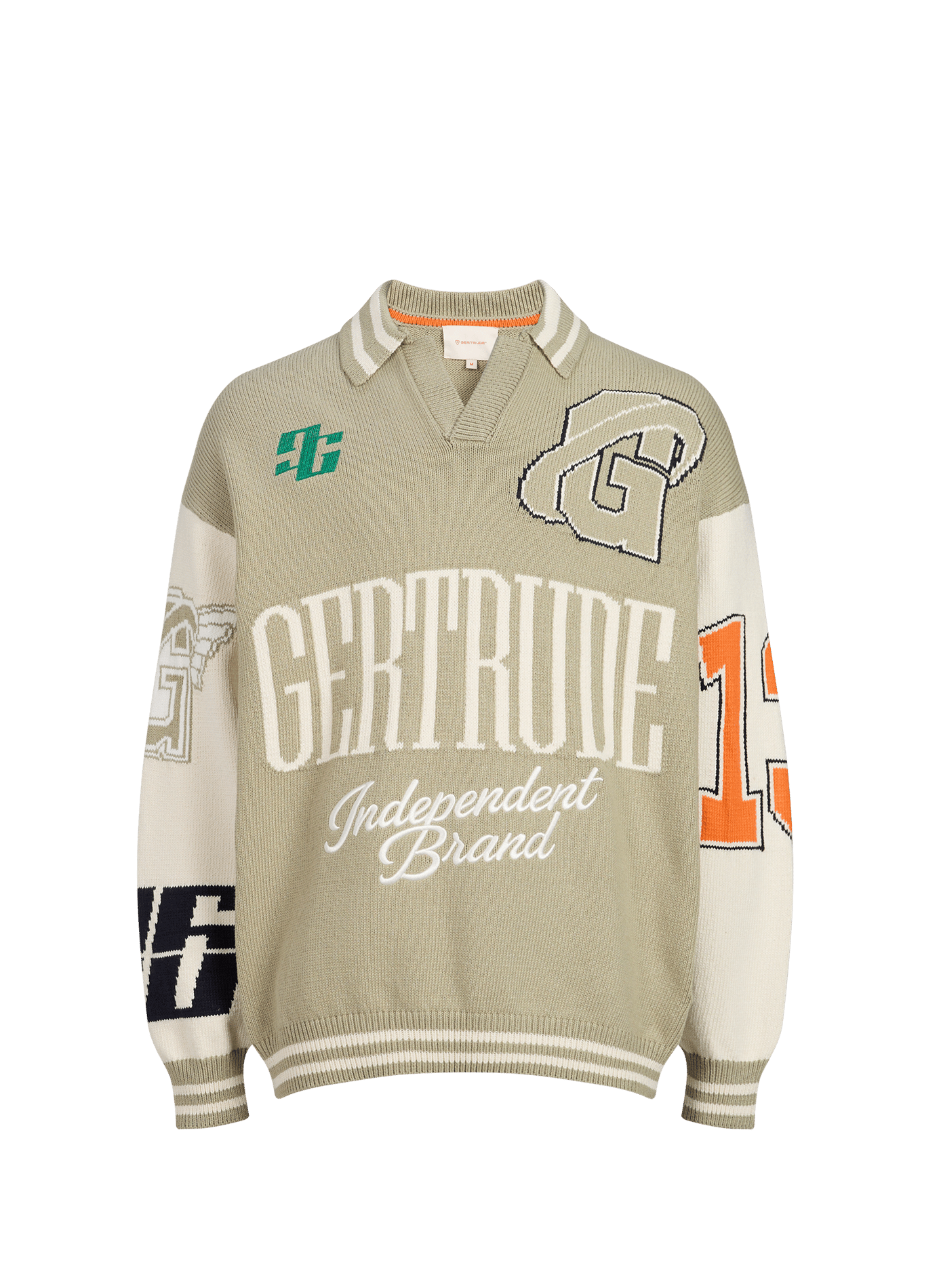 Oversized Brooklyn V-neck cotton sweater GERTRUDE Green