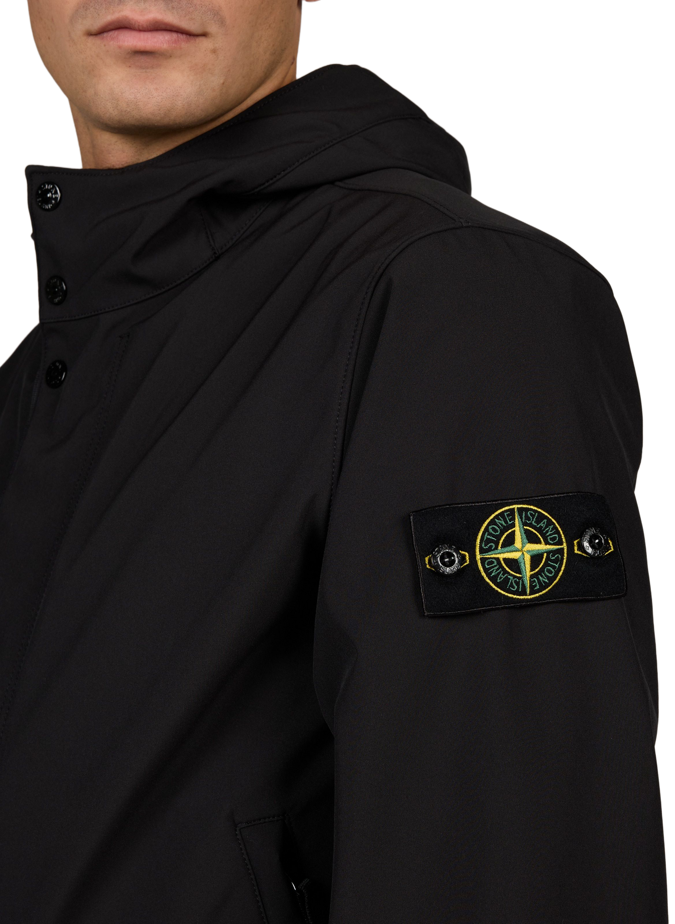 High-neck hooded parka STONE ISLAND Black