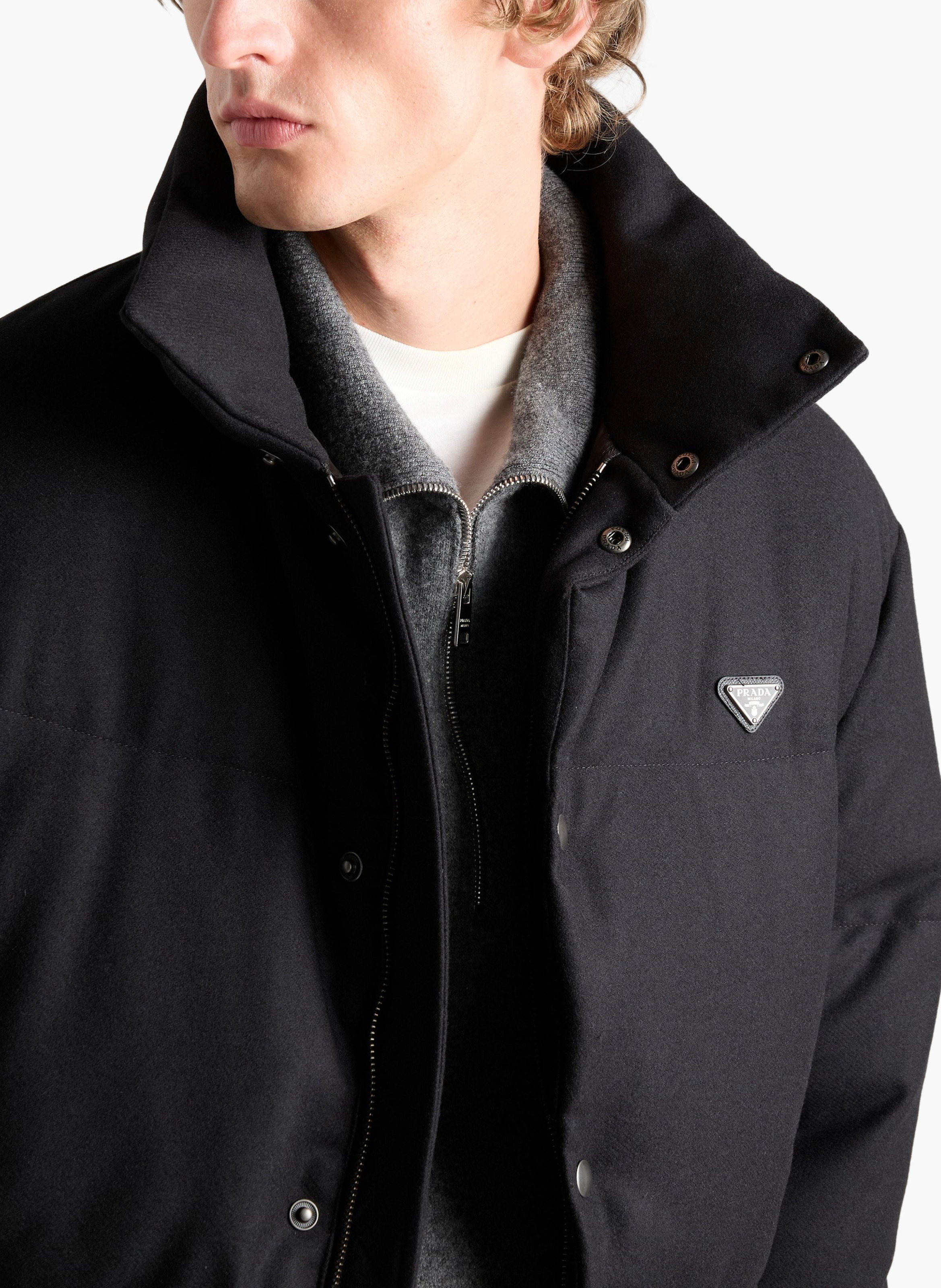 Veste en duvet re-wool de poids moyen PRADA Noir