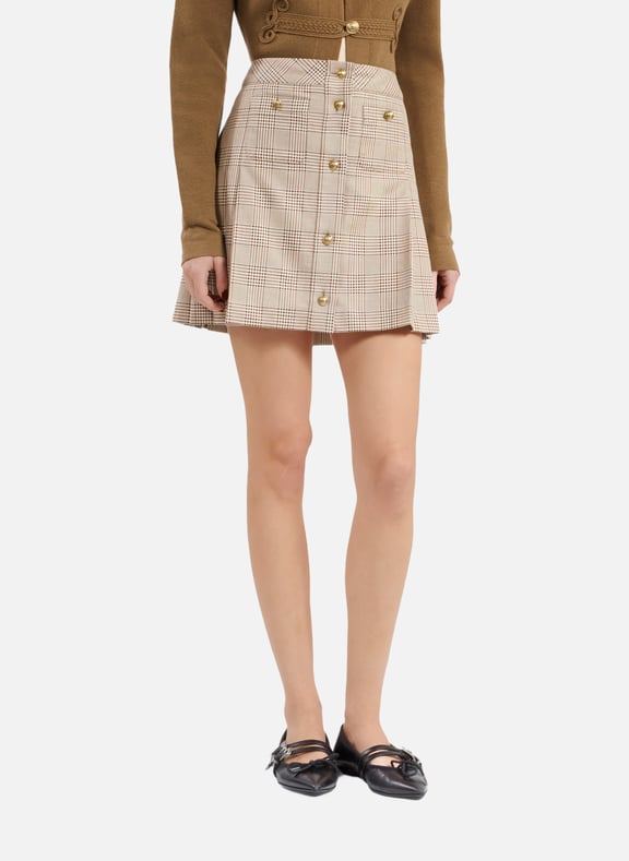 Jupe courte prince de galles Beige by THE KOOPLES THE KOOPLES Jupe courte prince de galles Beige