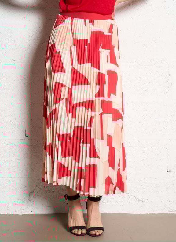 Jupe midi plissée Rouge by IKKS IKKS Jupe midi plissée Rouge