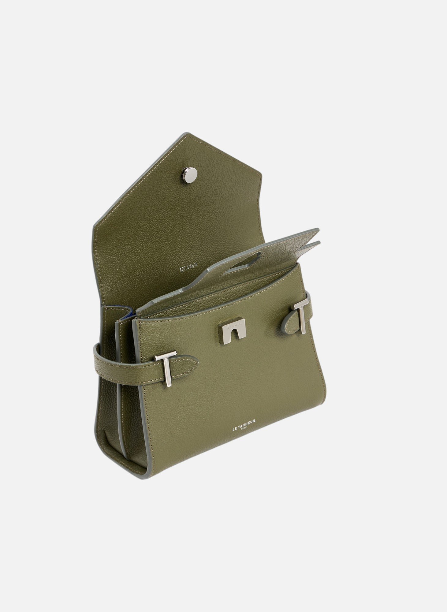 Petit sac à main double rabat emilie en cuir grainé LE TANNEUR Vert