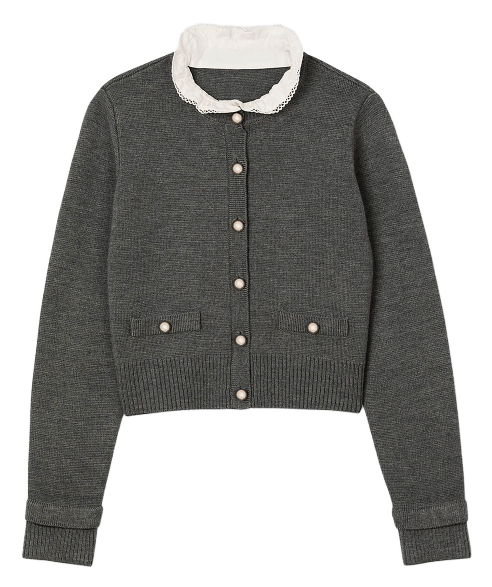 Gilet droit col rond Gris