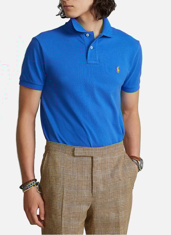 Polo slim en maille piqué de coton Bleu by POLO RALPH LAUREN POLO RALPH LAUREN Polo slim en maille piqué de coton Bleu