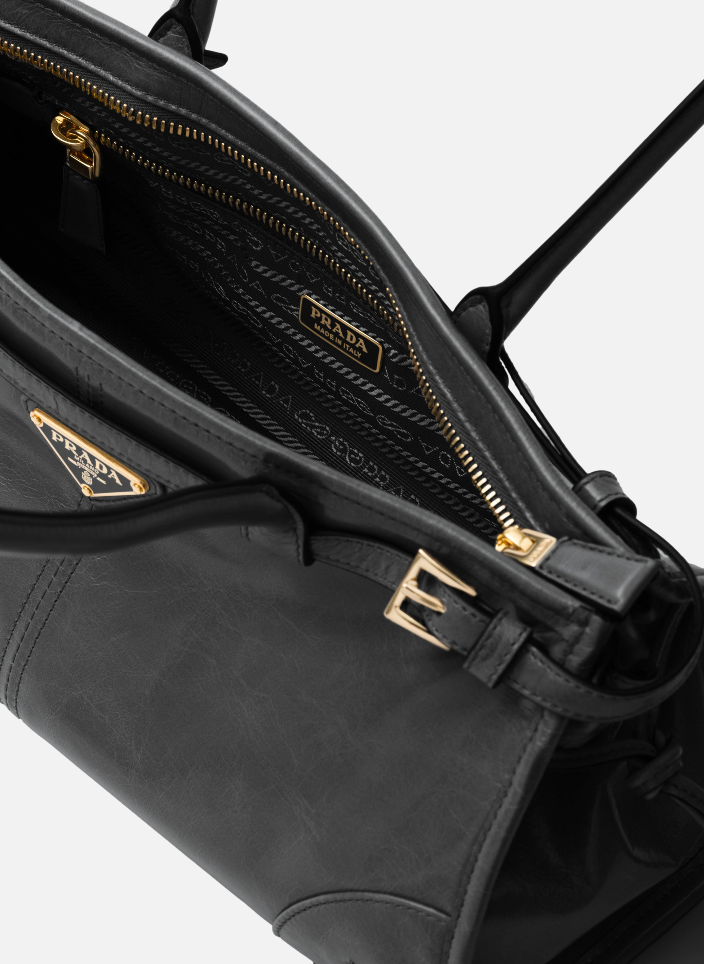 Sac à main prada bonnie en cuir PRADA Noir