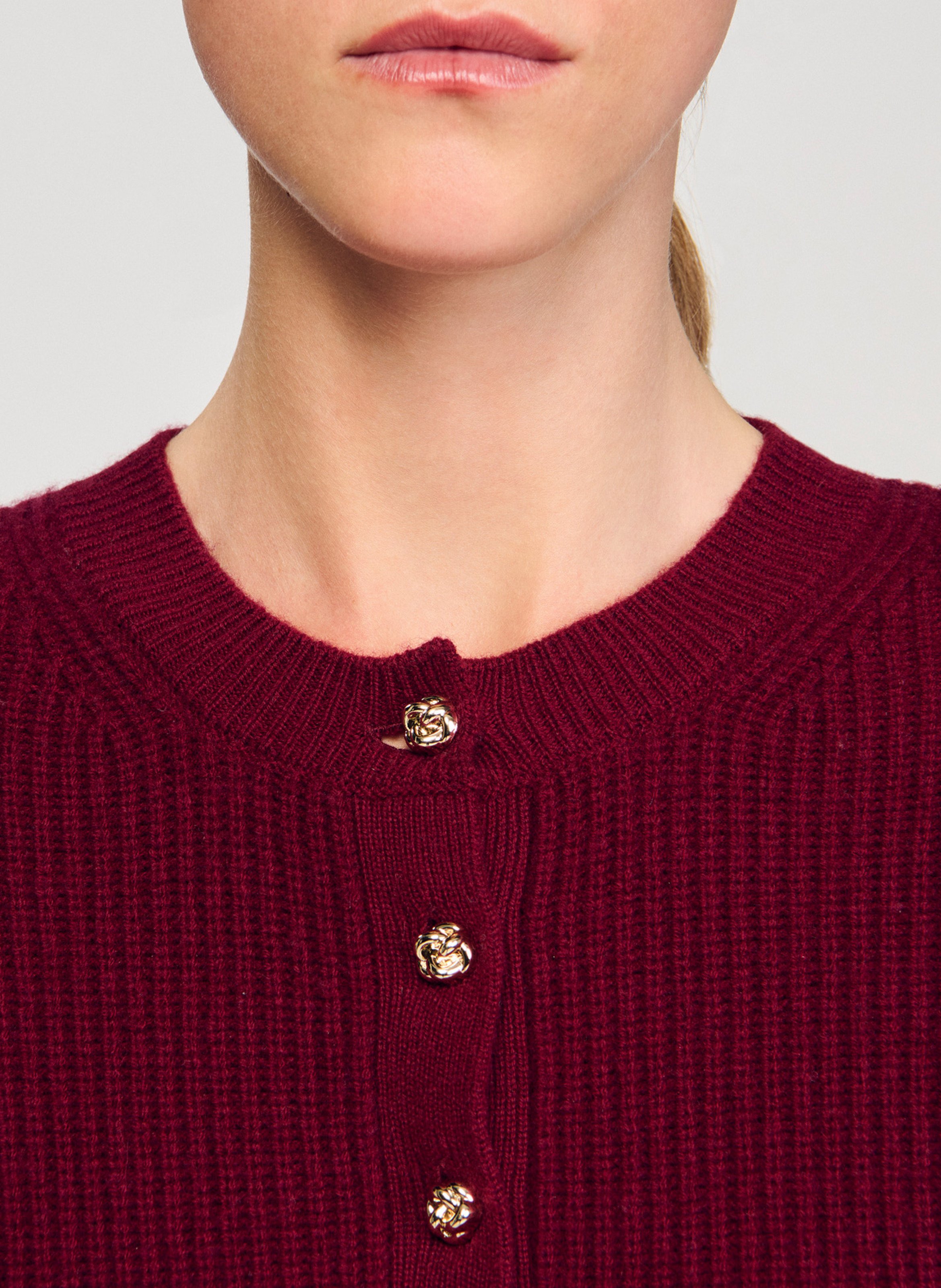 Pull oversize col rond en laine et cachemire Rouge