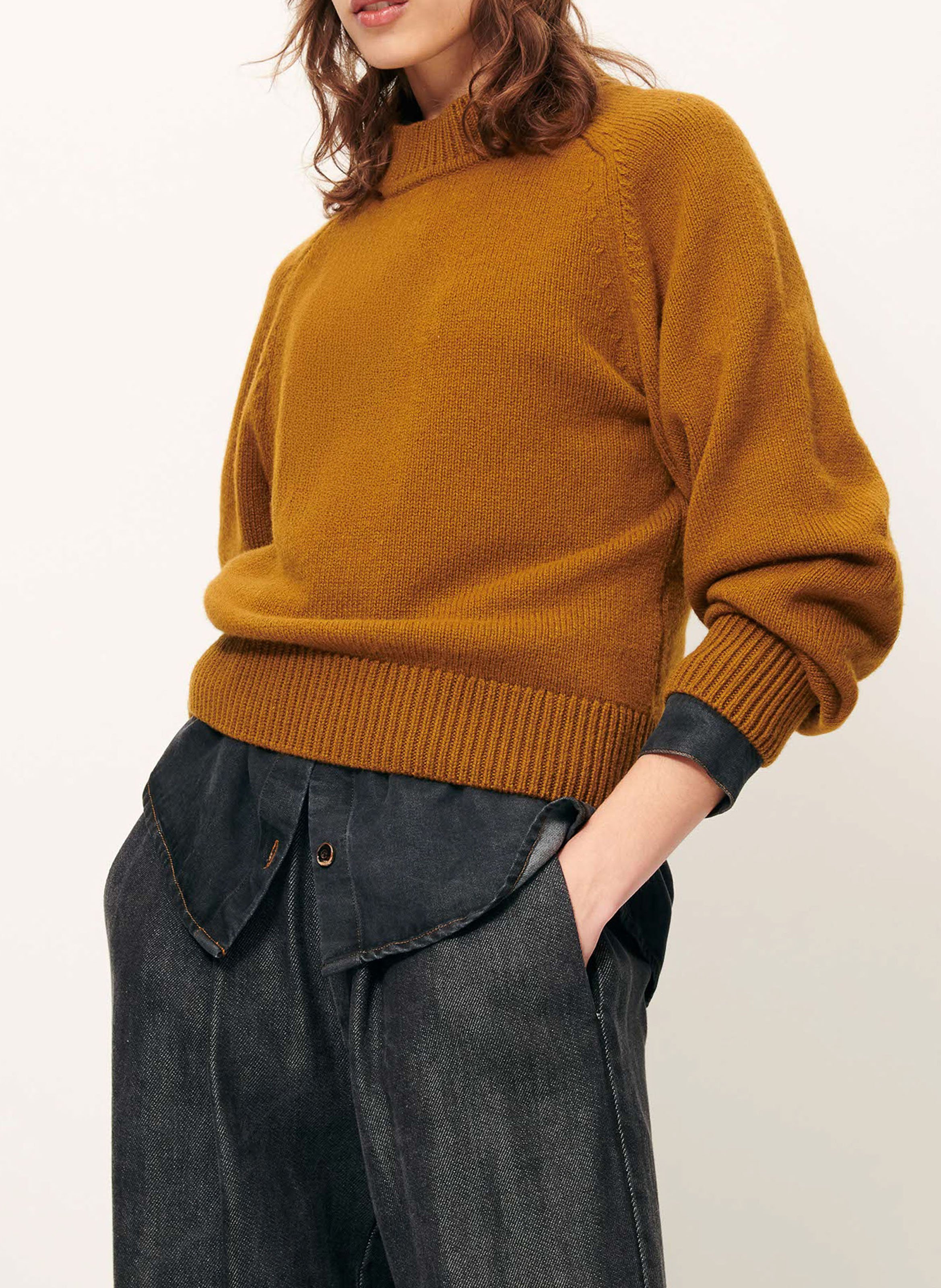 Pull droit en laine mélangée dalan Marron