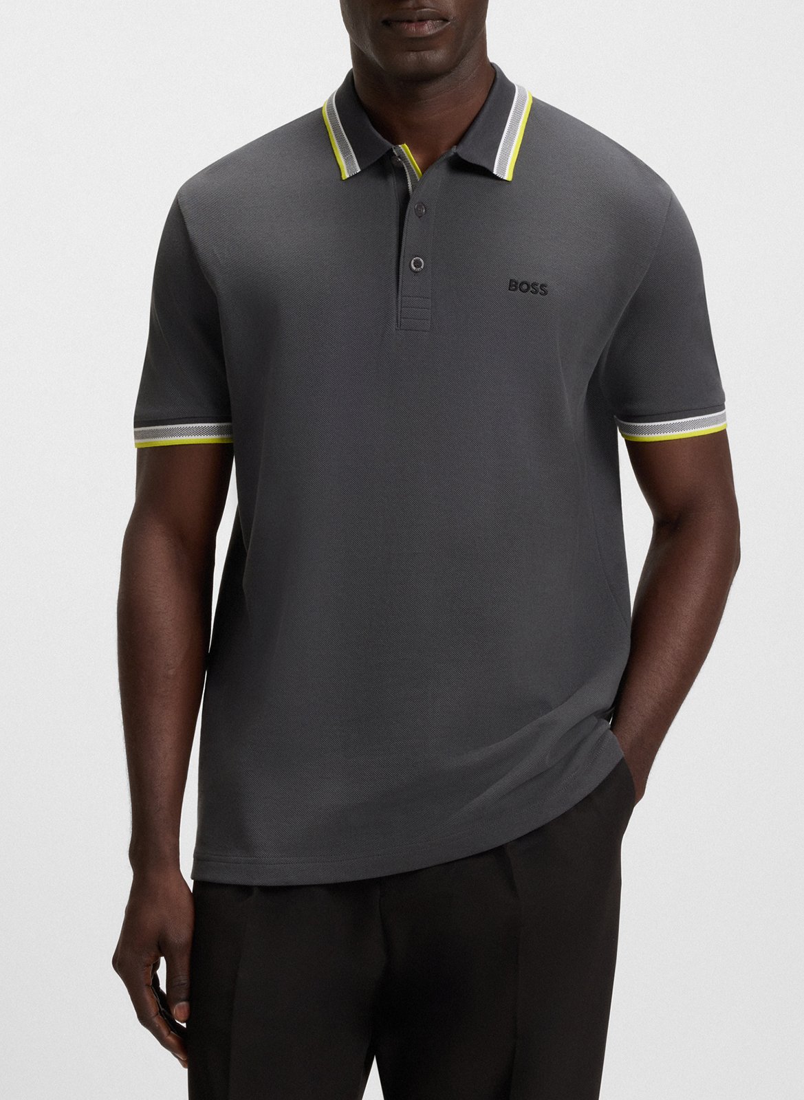 BOSS Polo regular fit en coton Argent