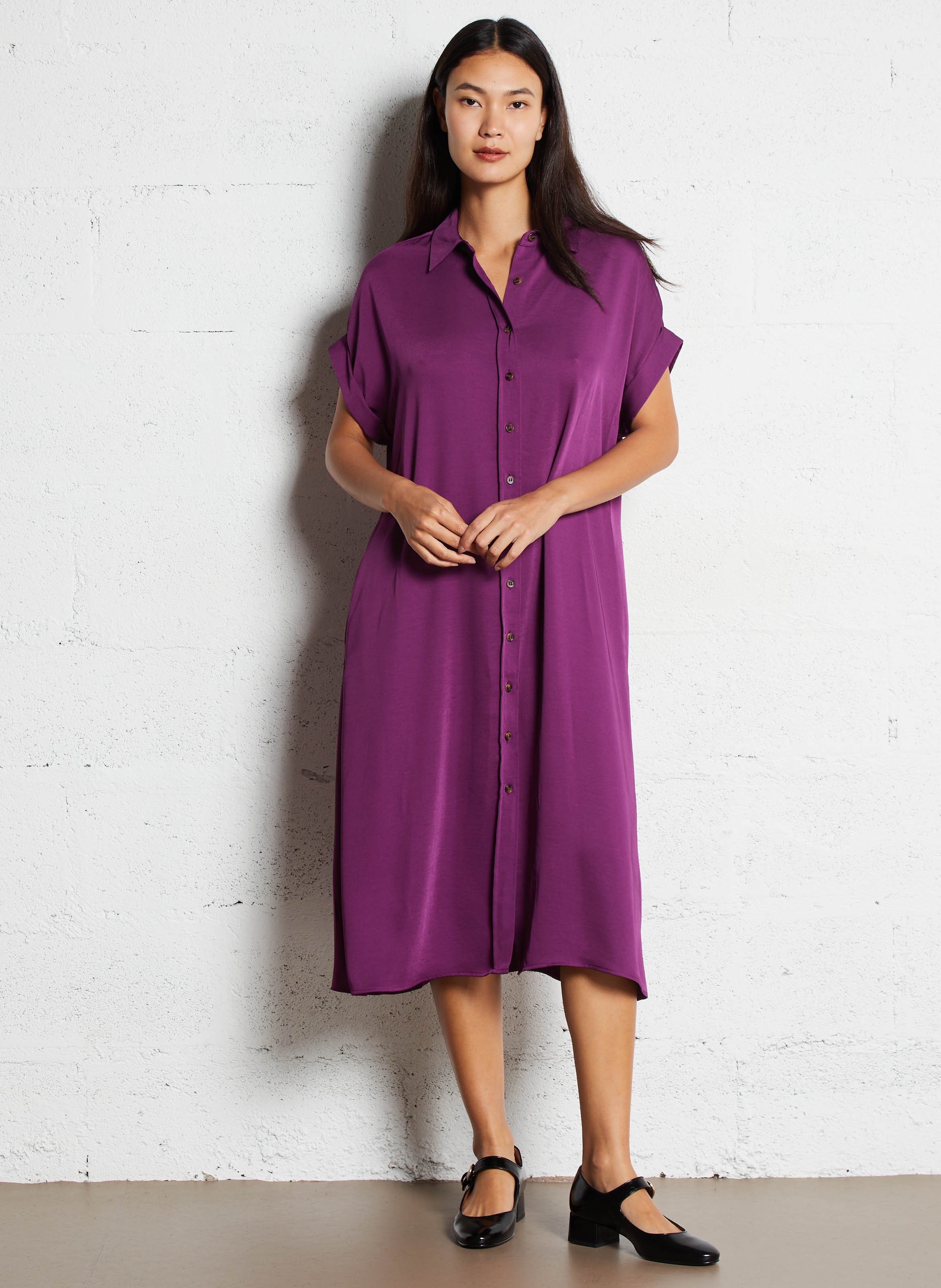Robe midi col chemise nayaa MAISON 123 Violet