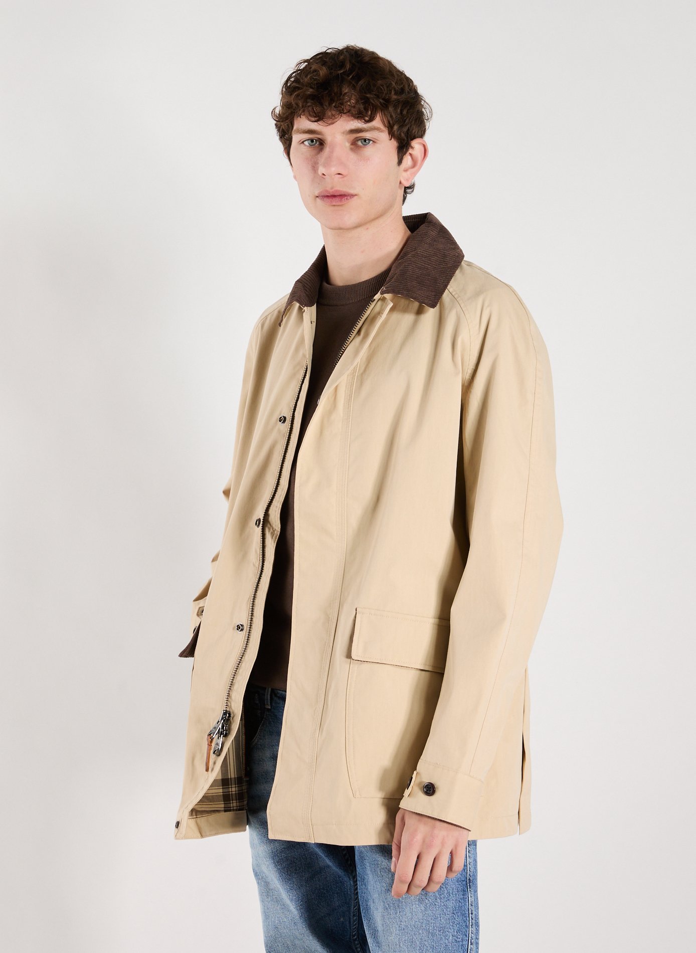 TIMBERLAND Jacket with classic collar in blended cotton Beige
