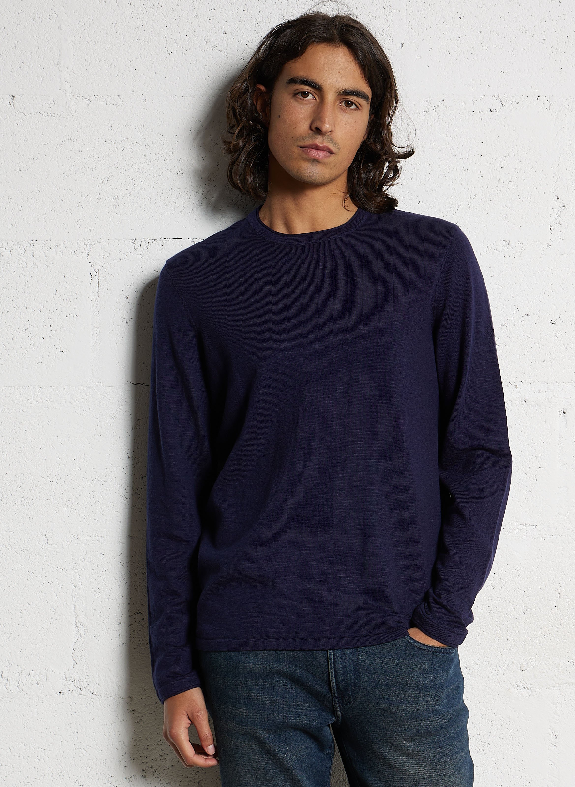 Pull droit en coton IKKS Bleu
